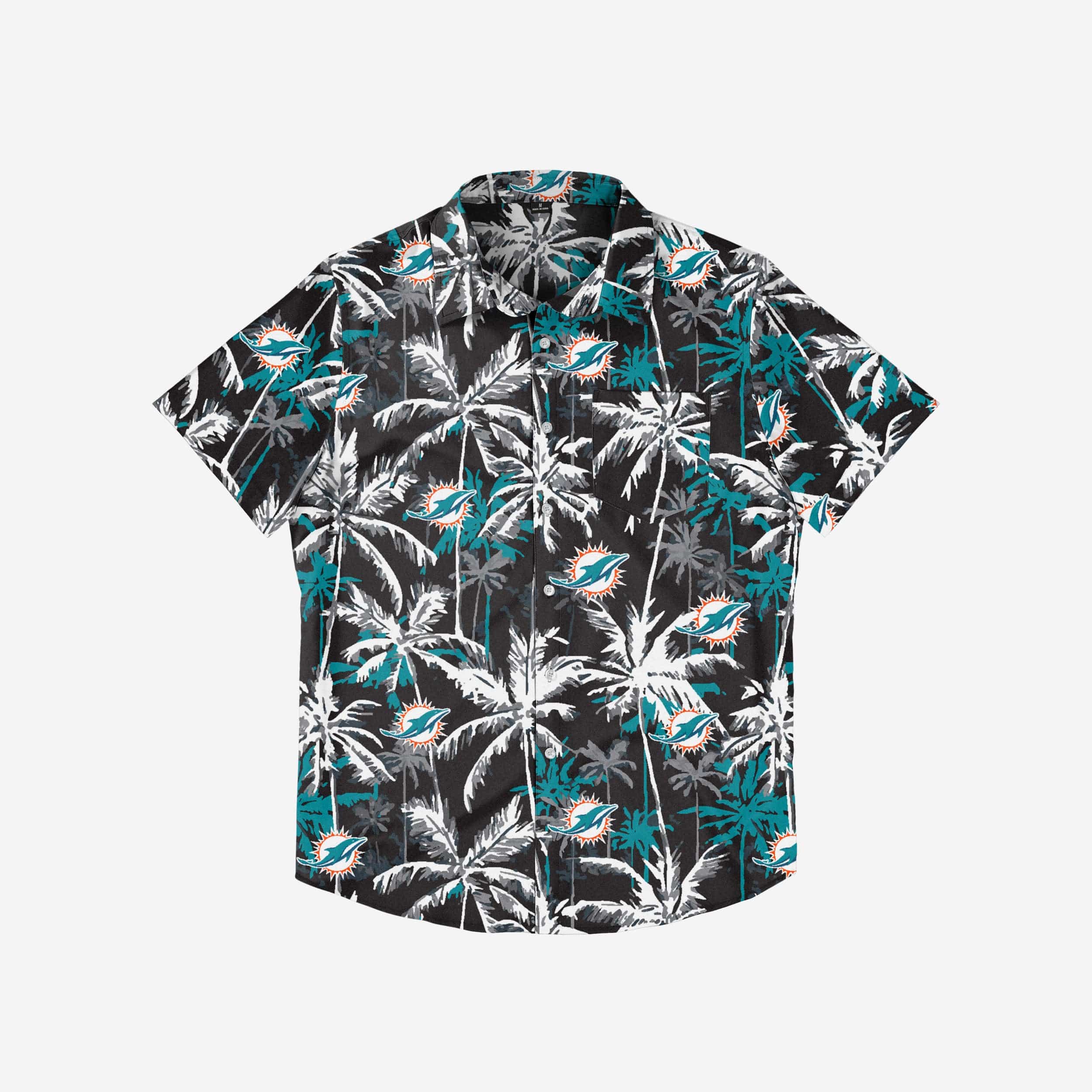 Miami Dolphins Black Floral Button Up Shirt - Image 3