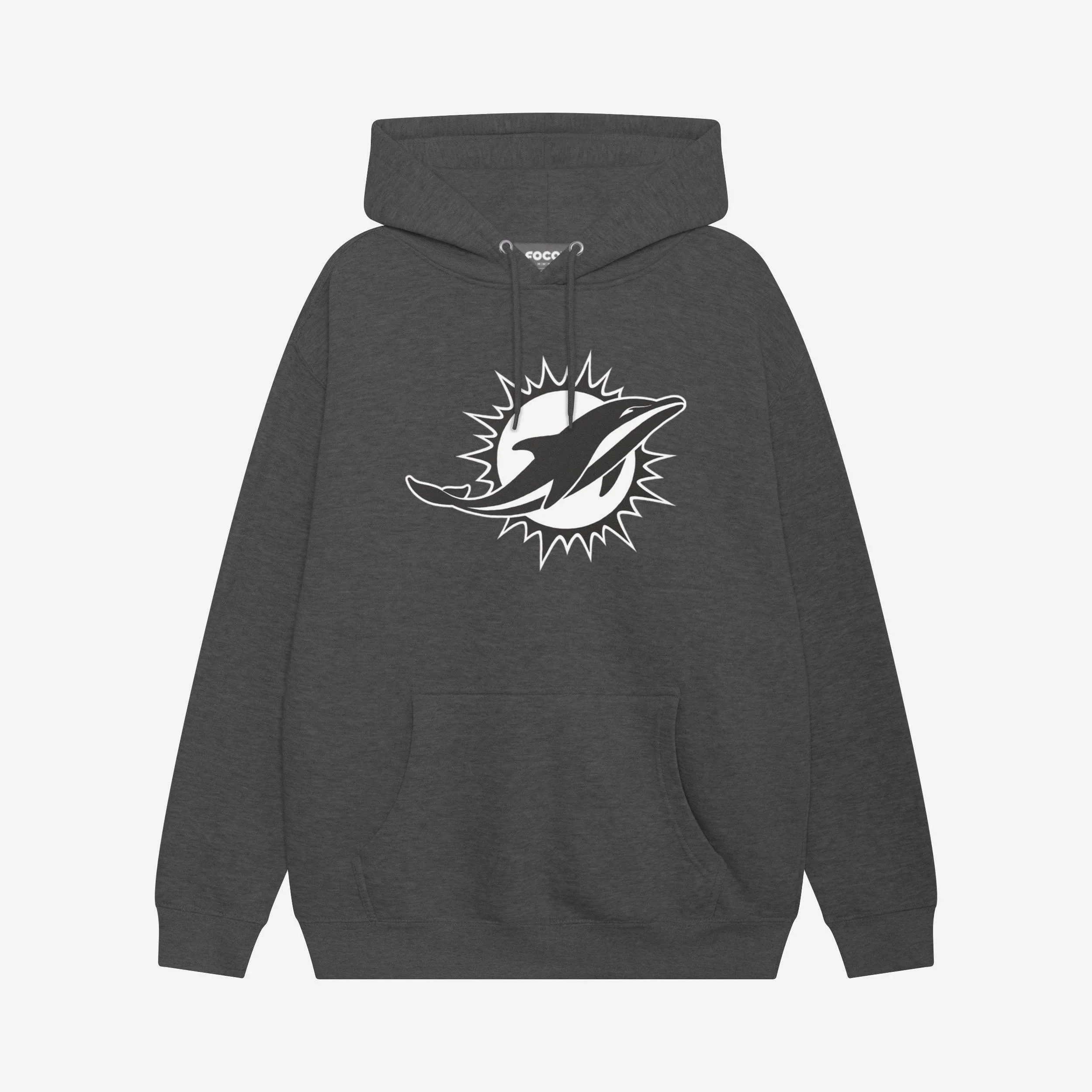 Miami Dolphins Black & White Primary Logo Hoodie