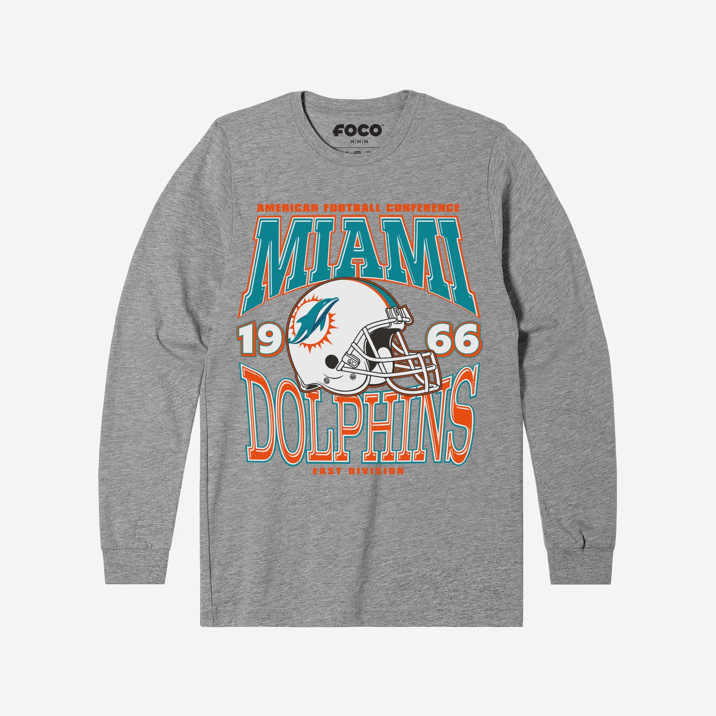 Miami Dolphins Classic Team Helmet Long Sleeve T-Shirt