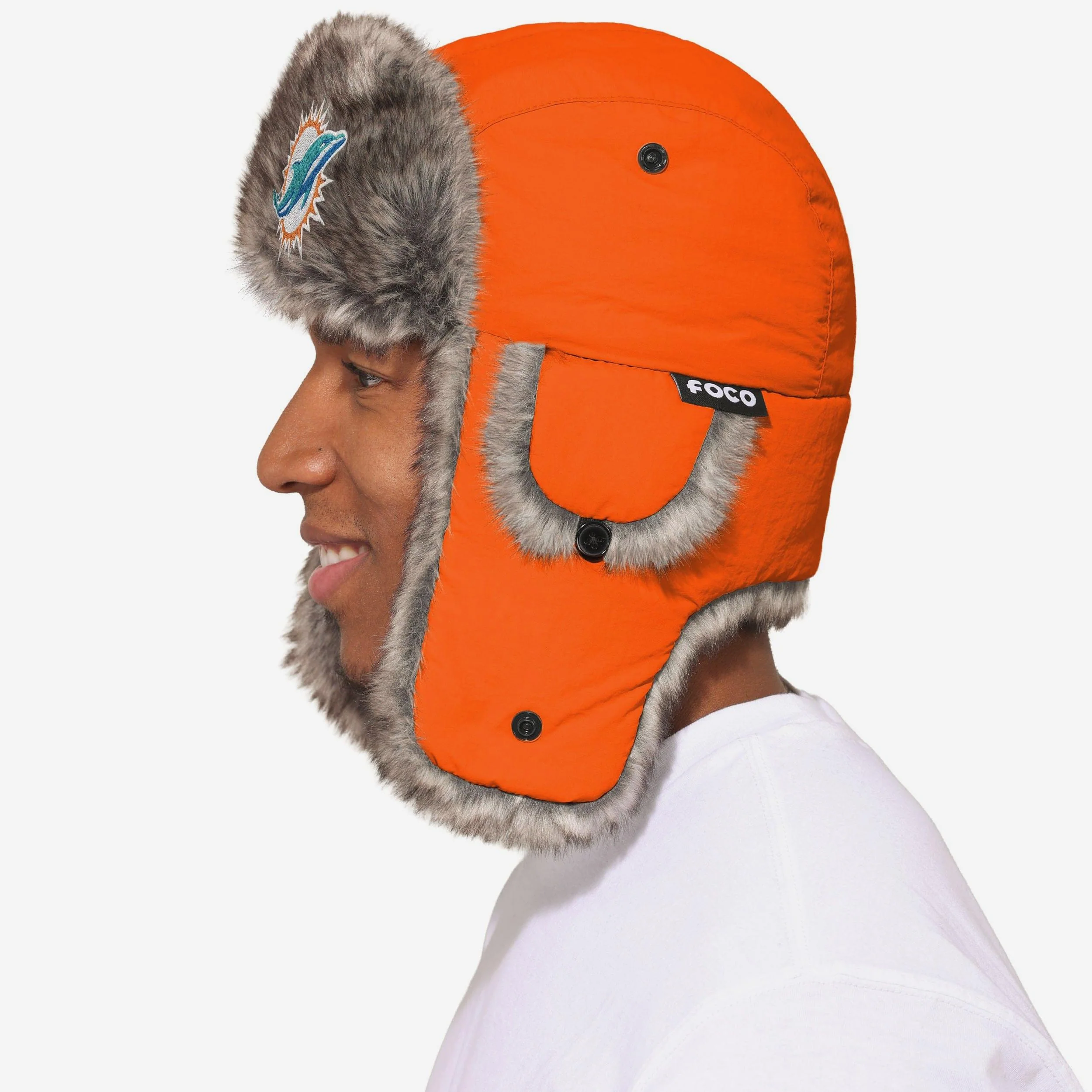 Miami Dolphins Faux Fur Trapper Hat - Image 2
