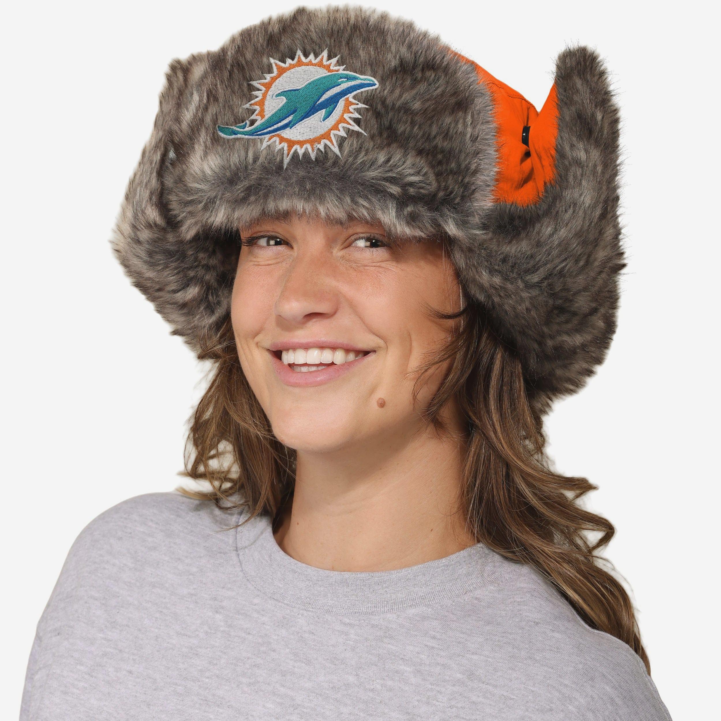 Miami Dolphins Faux Fur Trapper Hat - Image 3
