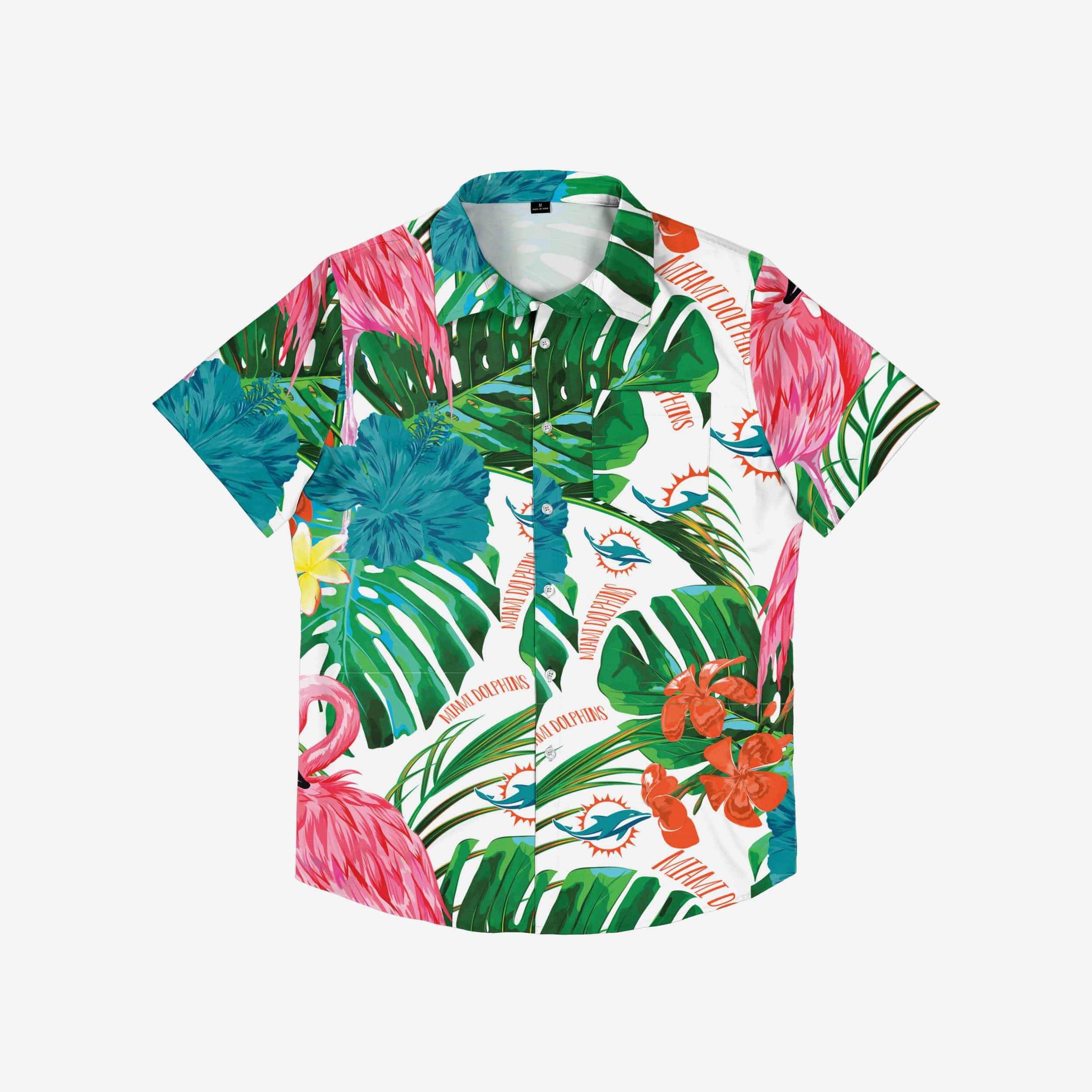 Miami Dolphins Flamingo Button Up Shirt - Image 3
