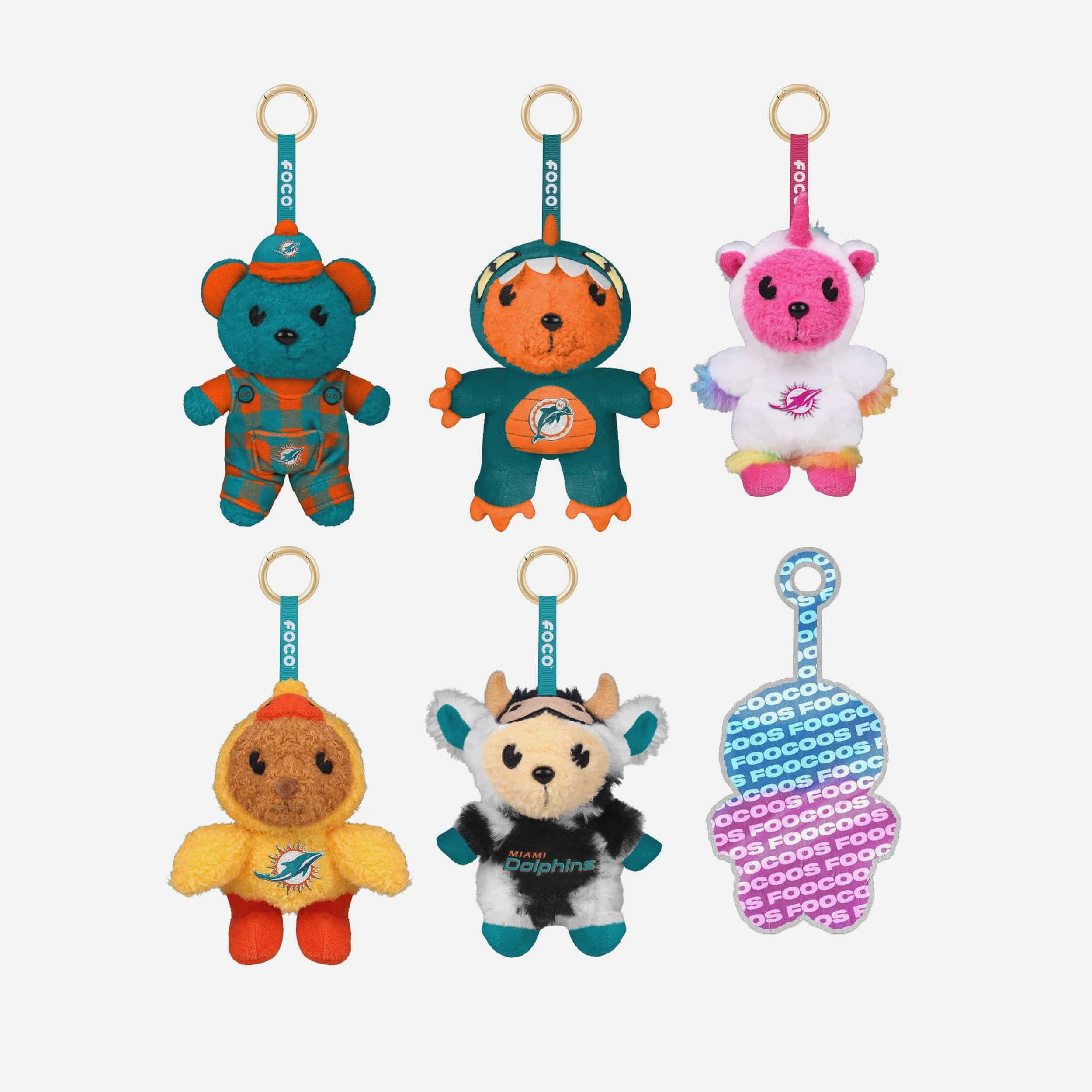 Miami Dolphins FOOCOOS Plush Bag Charm Keychain Blind Box Series 1