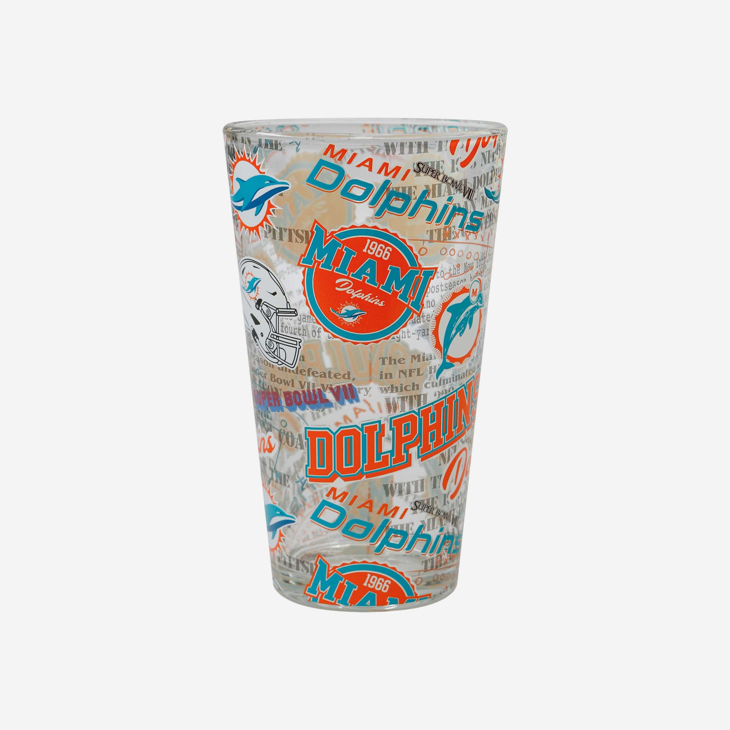 Miami Dolphins Historic Print Pint Glass