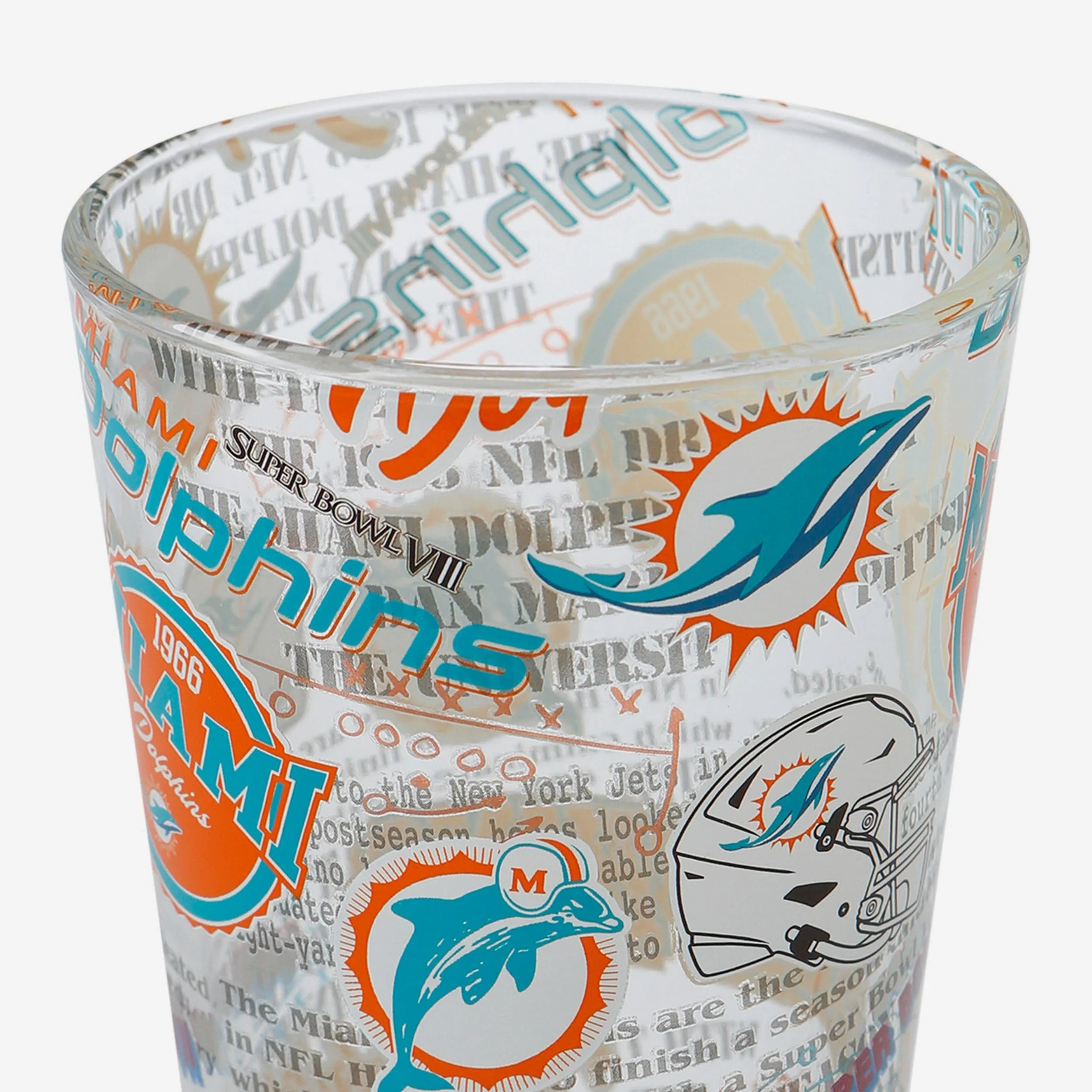 Miami Dolphins Historic Print Pint Glass - Image 4