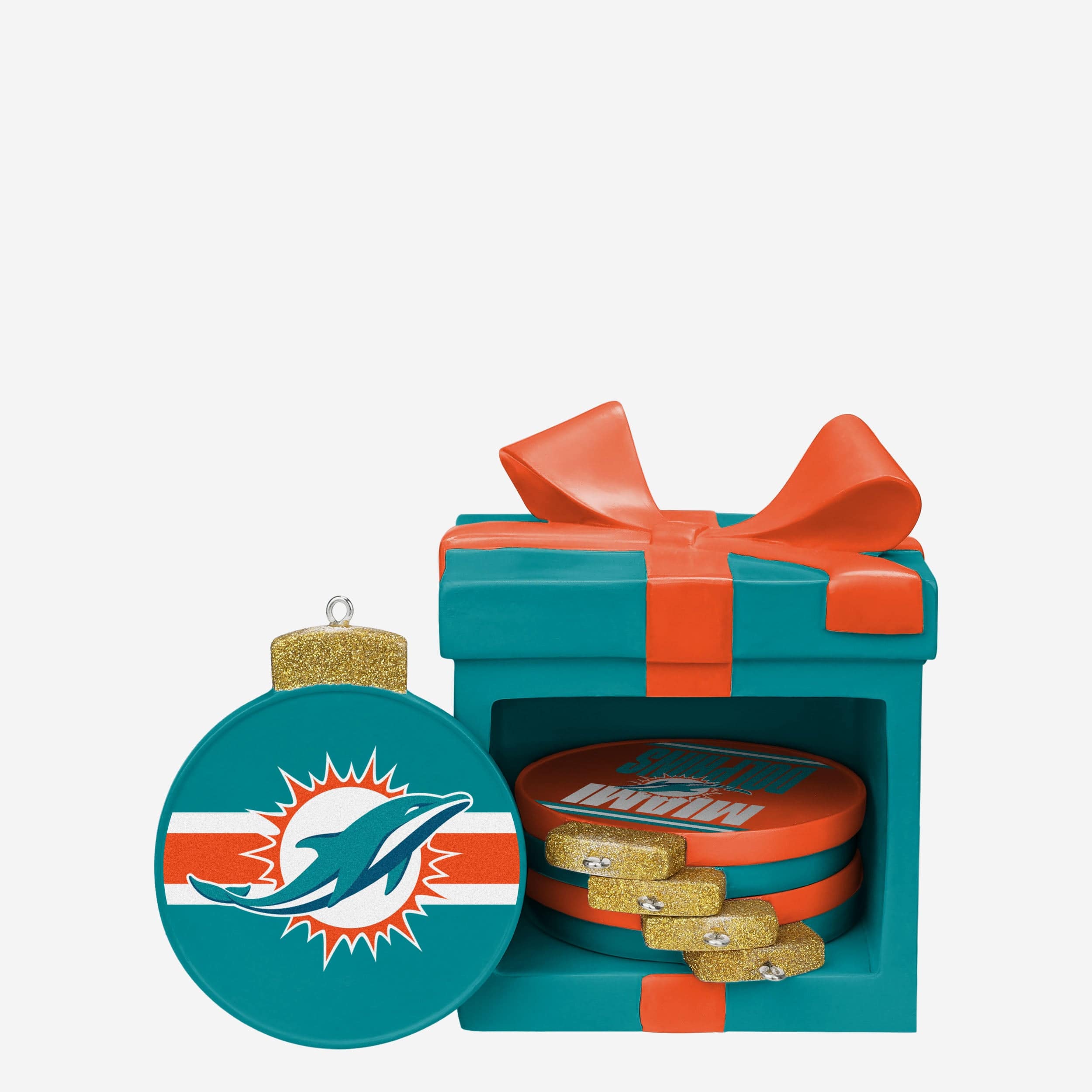 Miami Dolphins Holiday 5 Pack Coaster Set