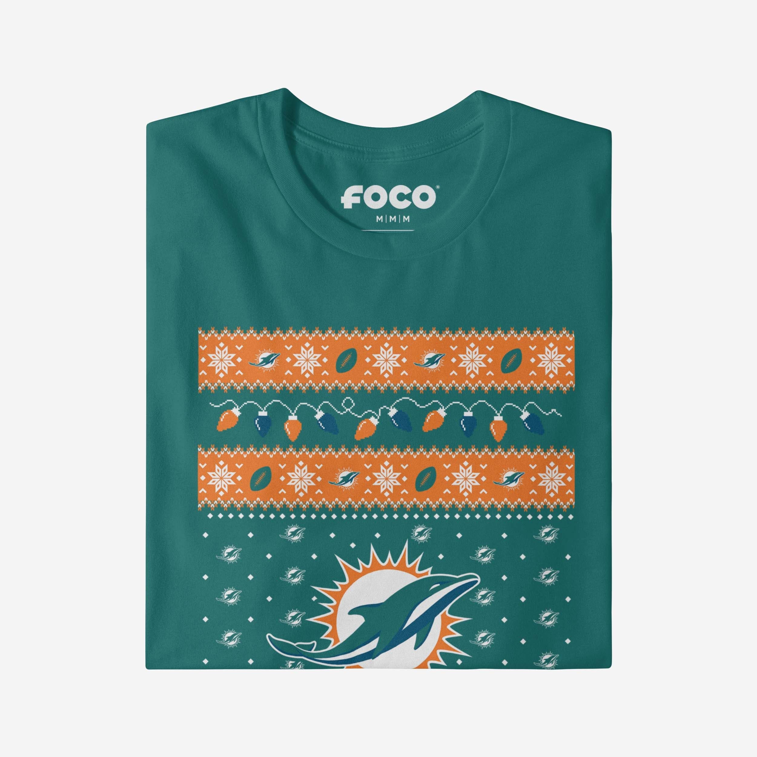 Miami Dolphins Holiday Lights Sweater T-Shirt - Image 4