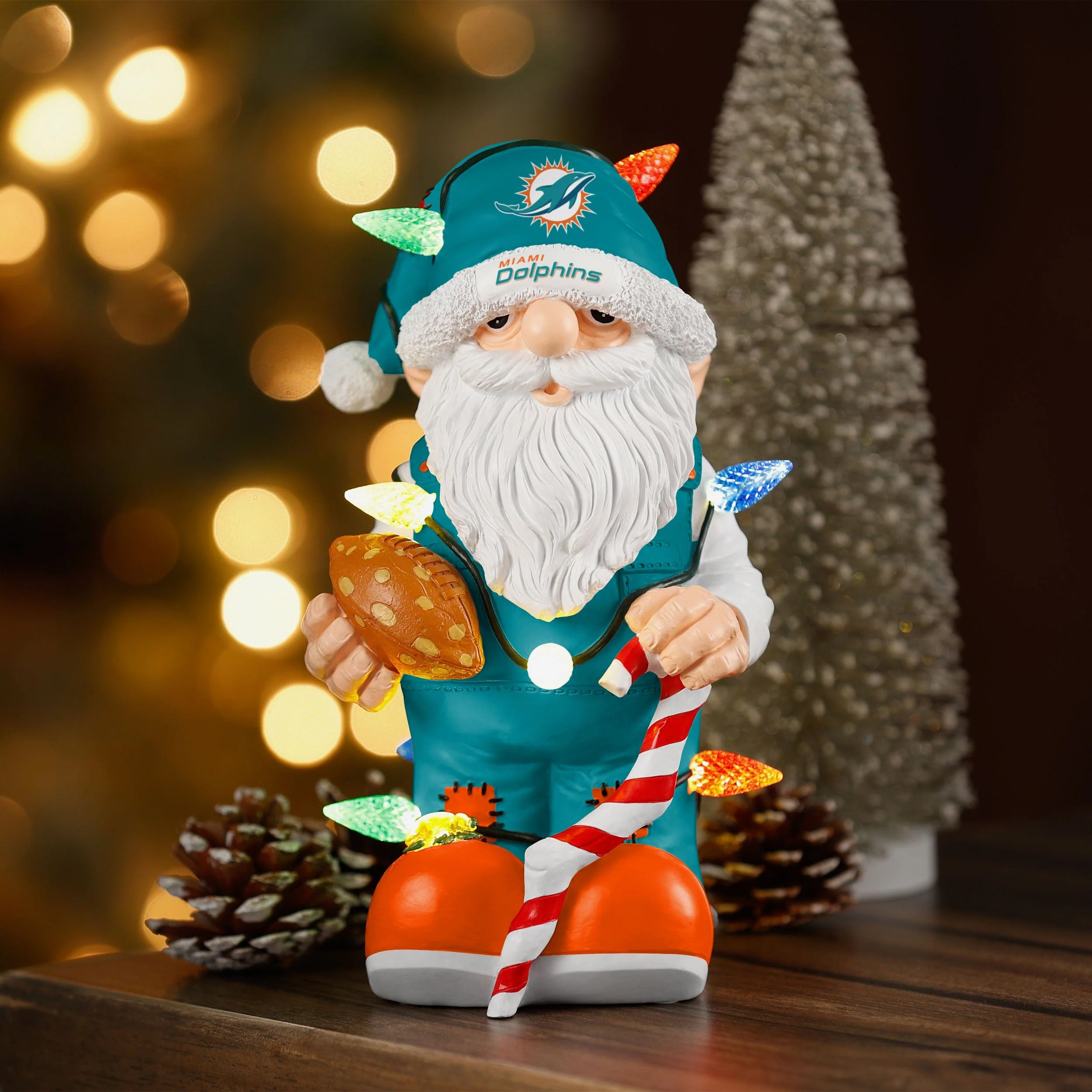 Miami Dolphins Light Up Holiday Gnome - Image 2