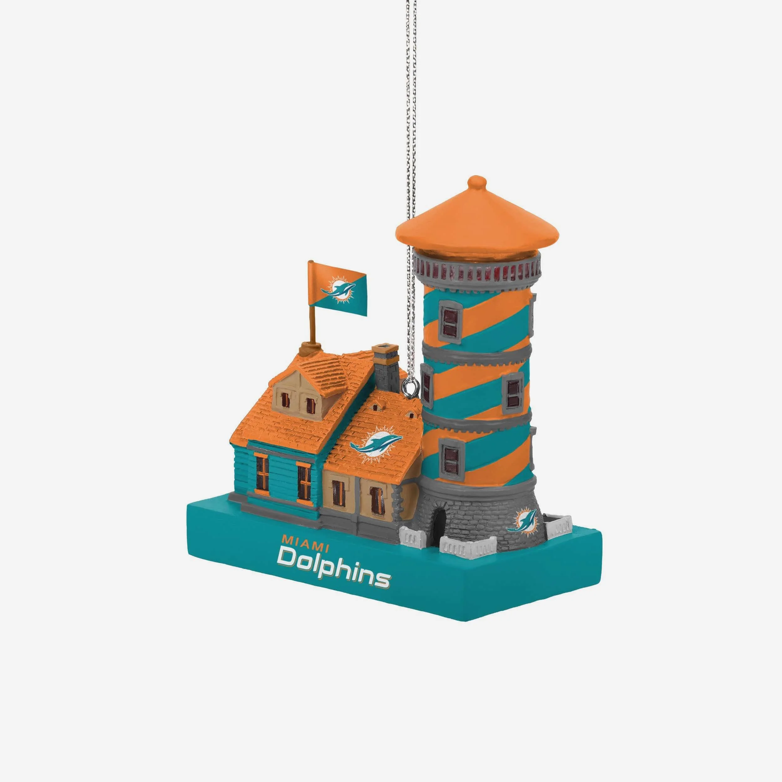 Miami Dolphins Light Up Resin Lighthouse Ornament - Image 2