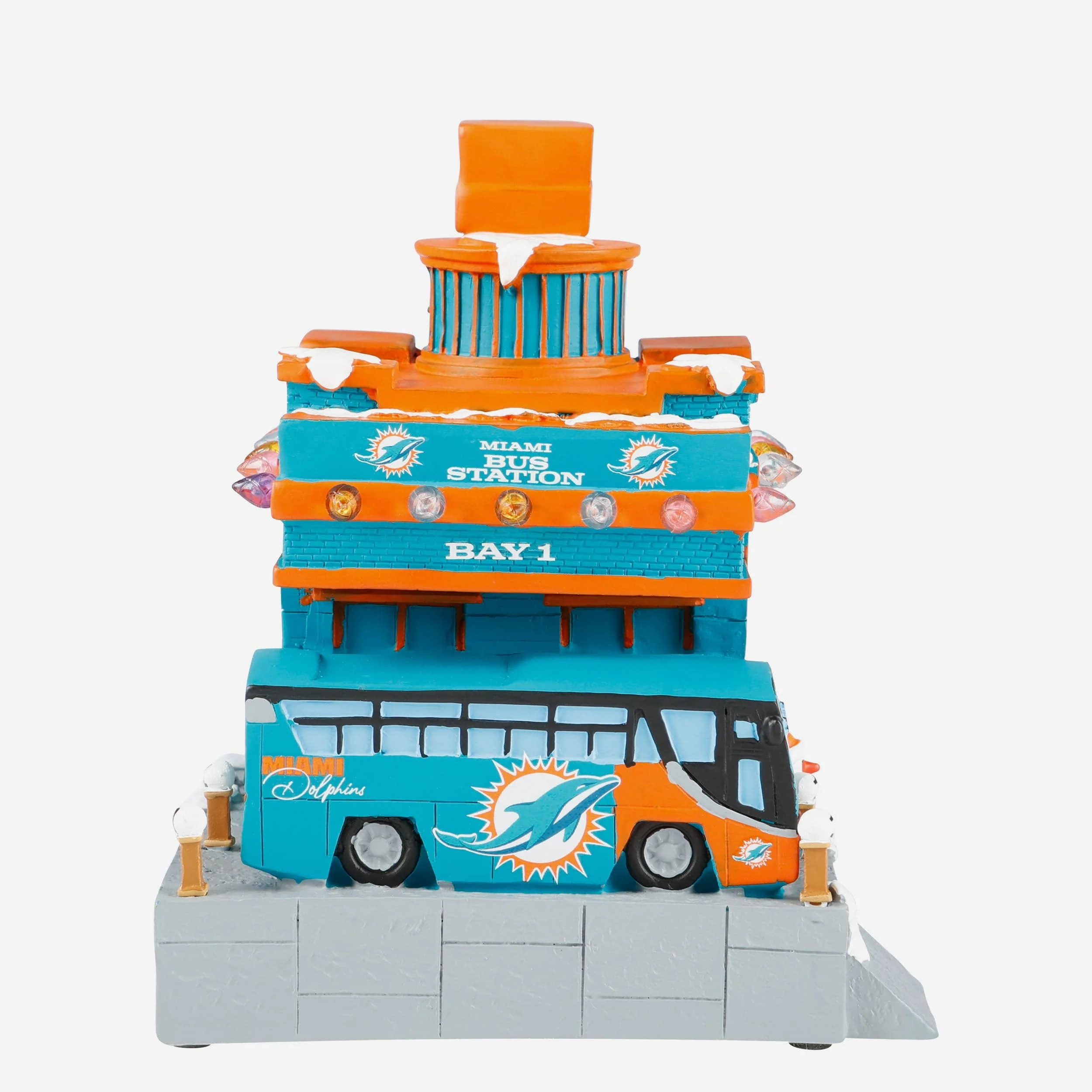 Miami Dolphins Light Up Resin Team Bus Station - Image 3