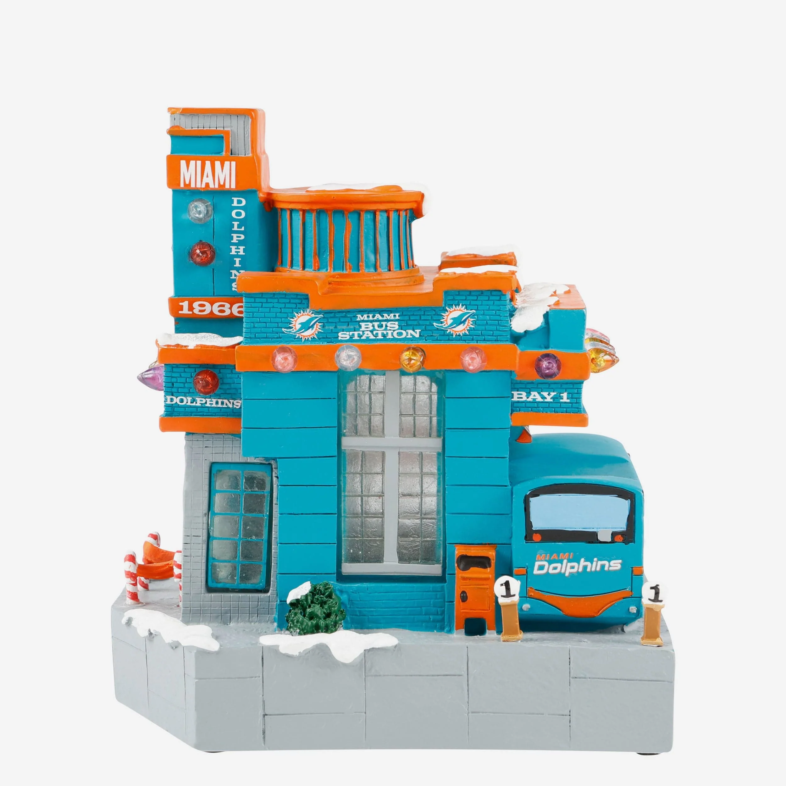 Miami Dolphins Light Up Resin Team Bus Station - Image 5