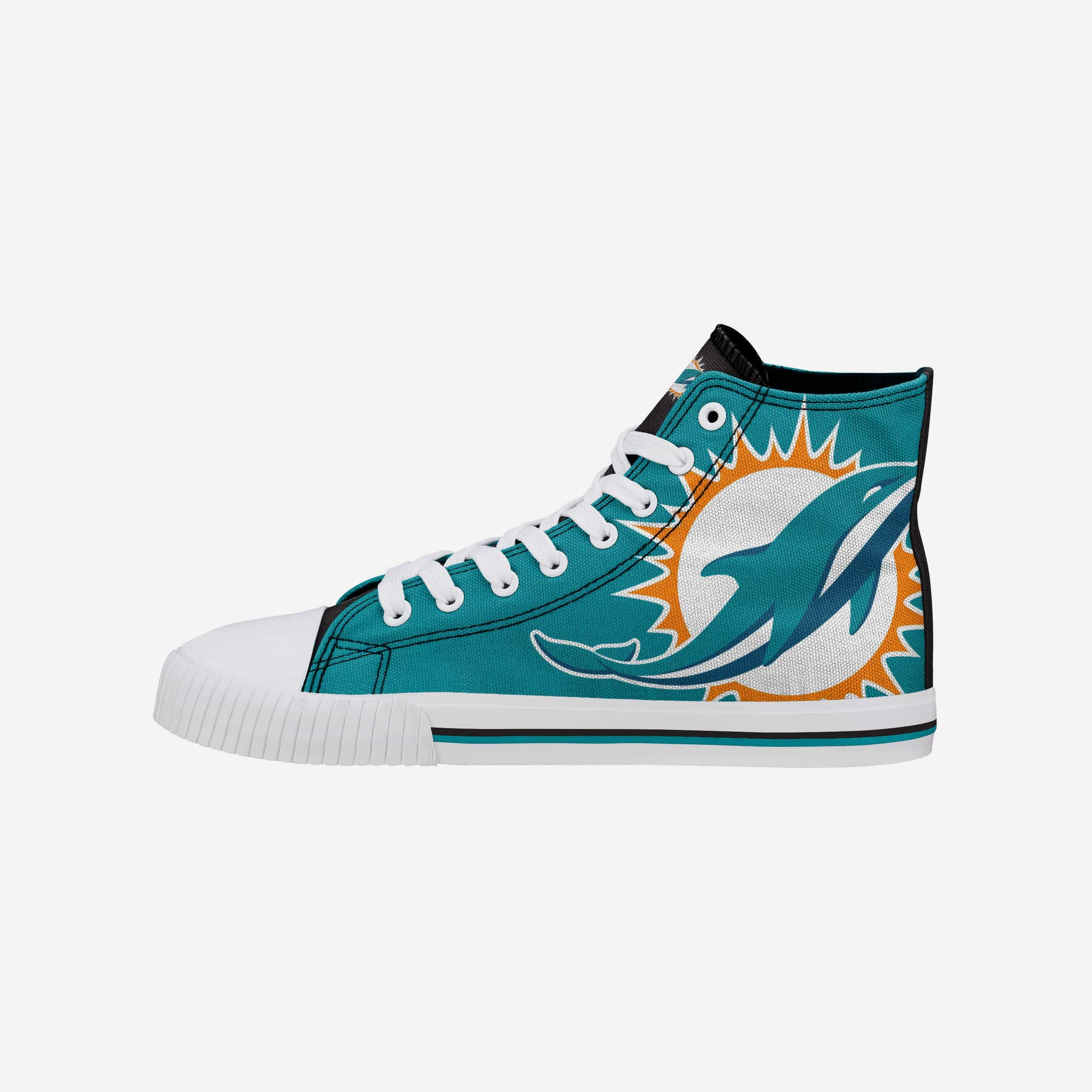 Miami Dolphins Mens High Top Big Logo Canvas Shoe