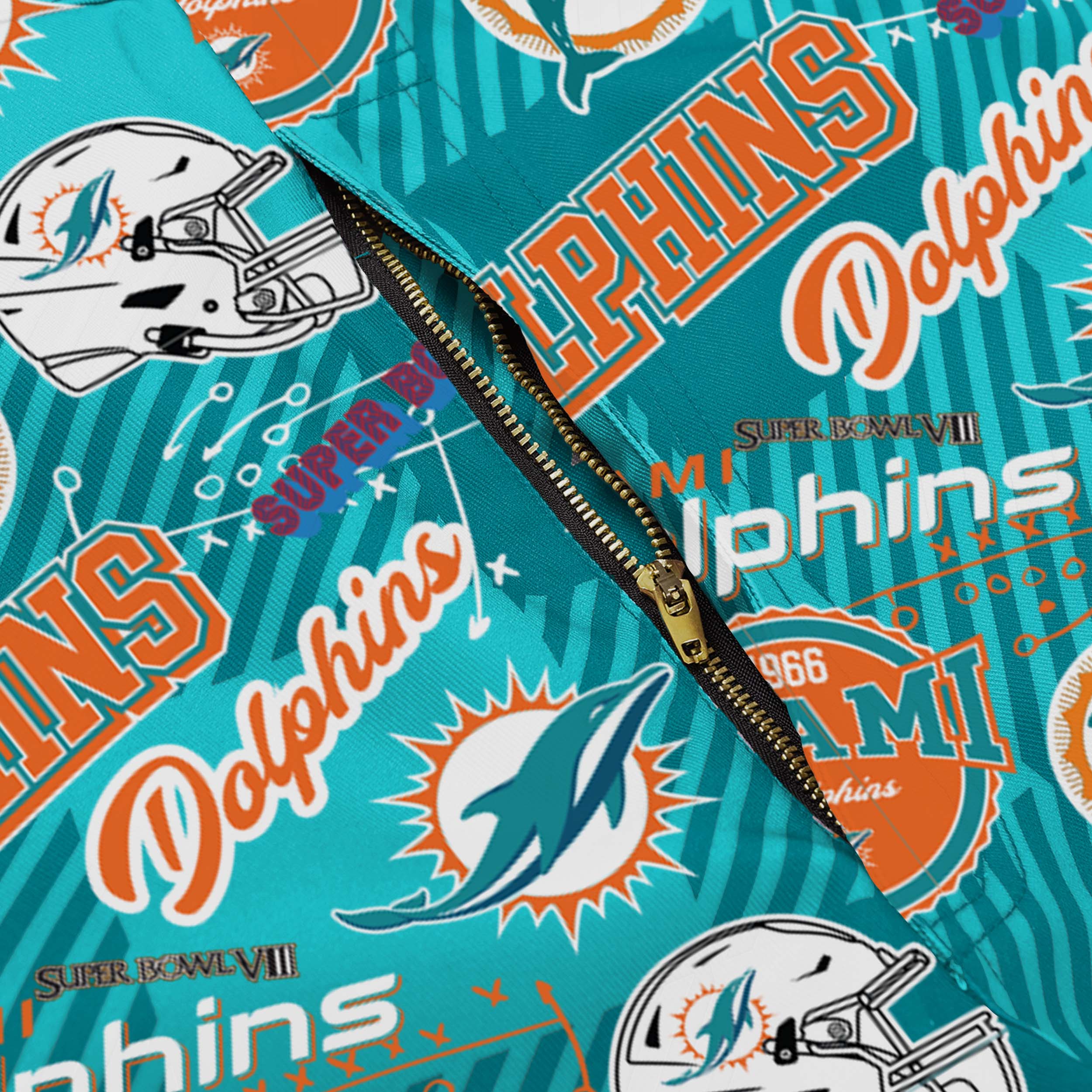Miami Dolphins Mens Historic Print Bib Overalls - Image 6