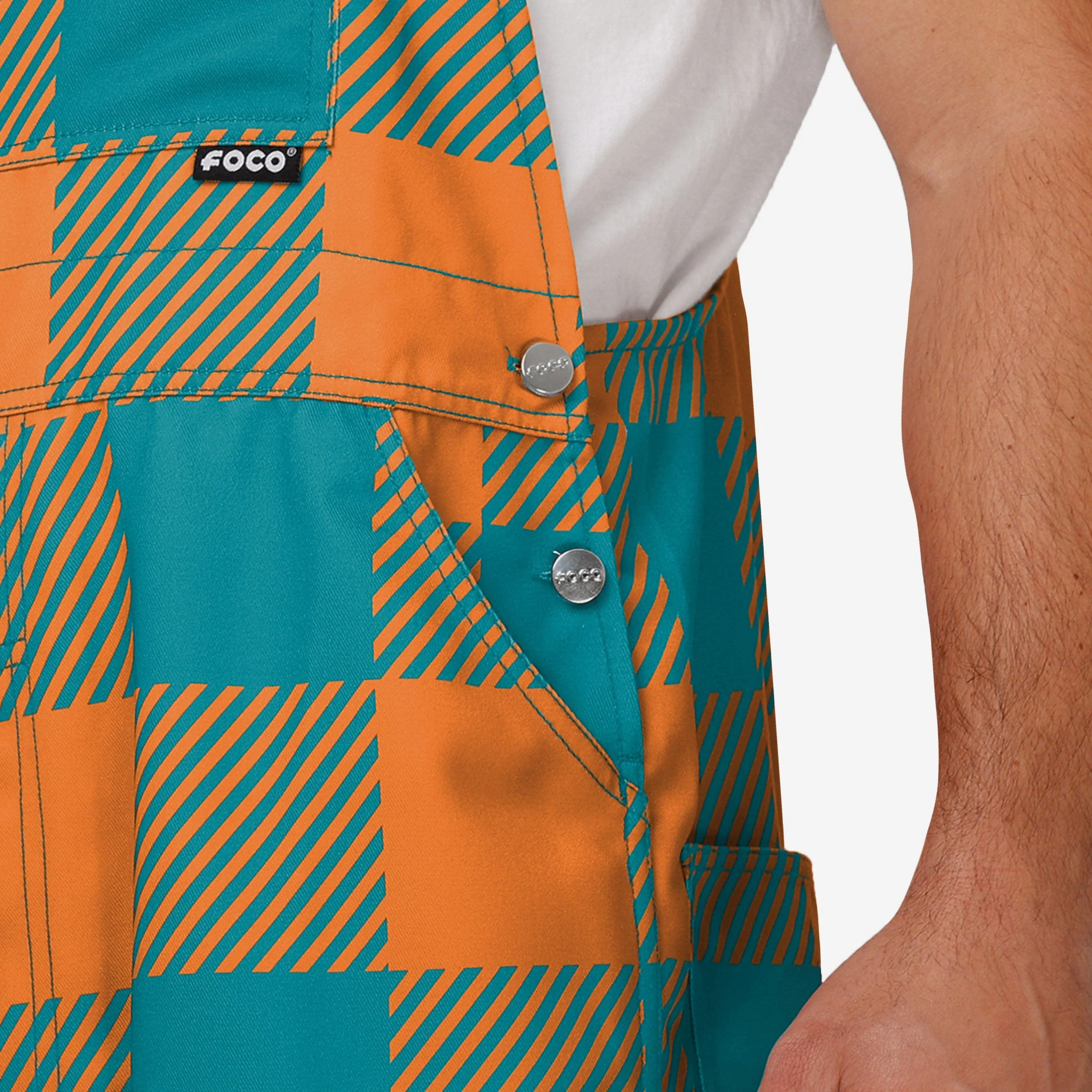 Miami Dolphins Mens Plaid Bib Overalls - Image 5