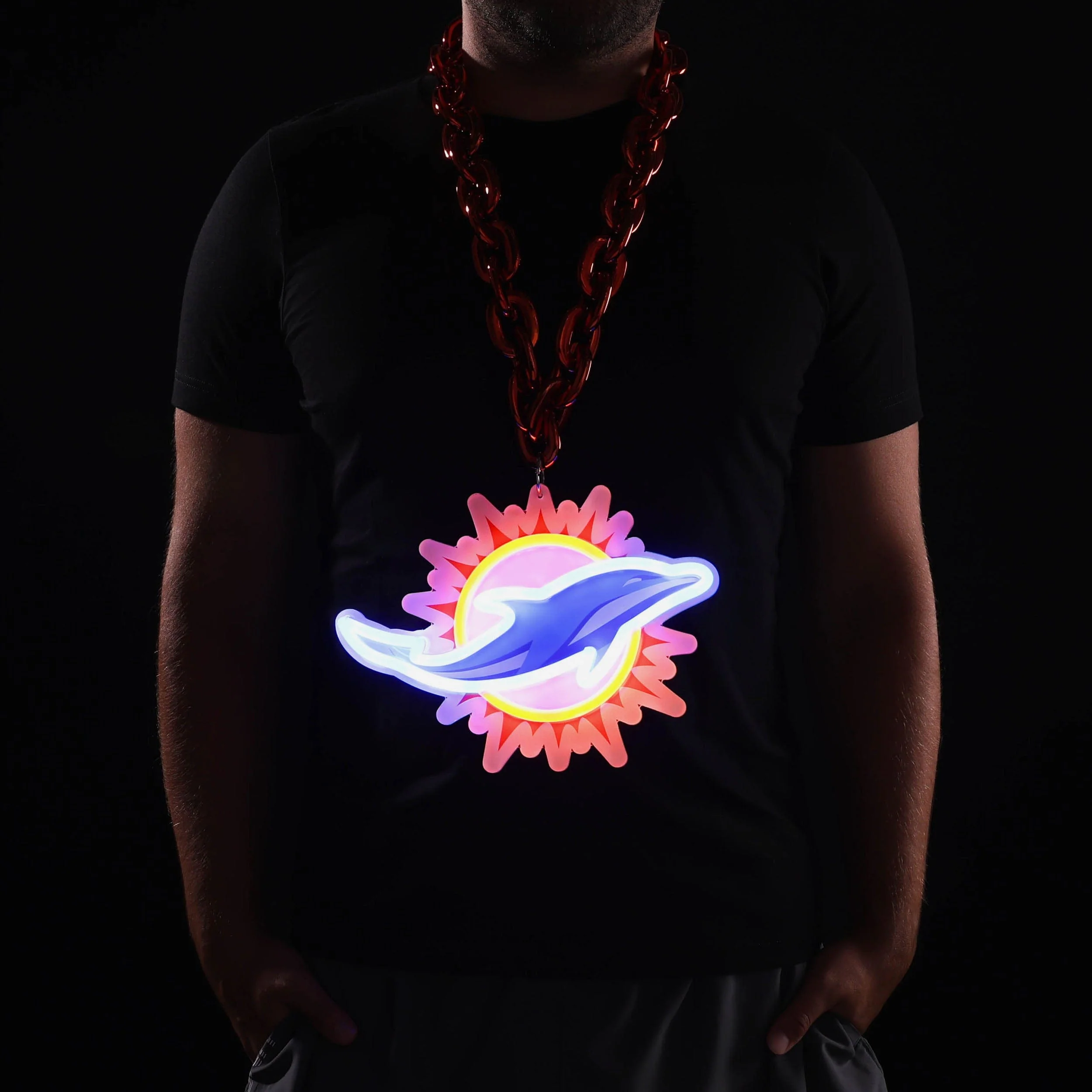 Miami Dolphins Neon Light Up Big Logo Chain - Image 3
