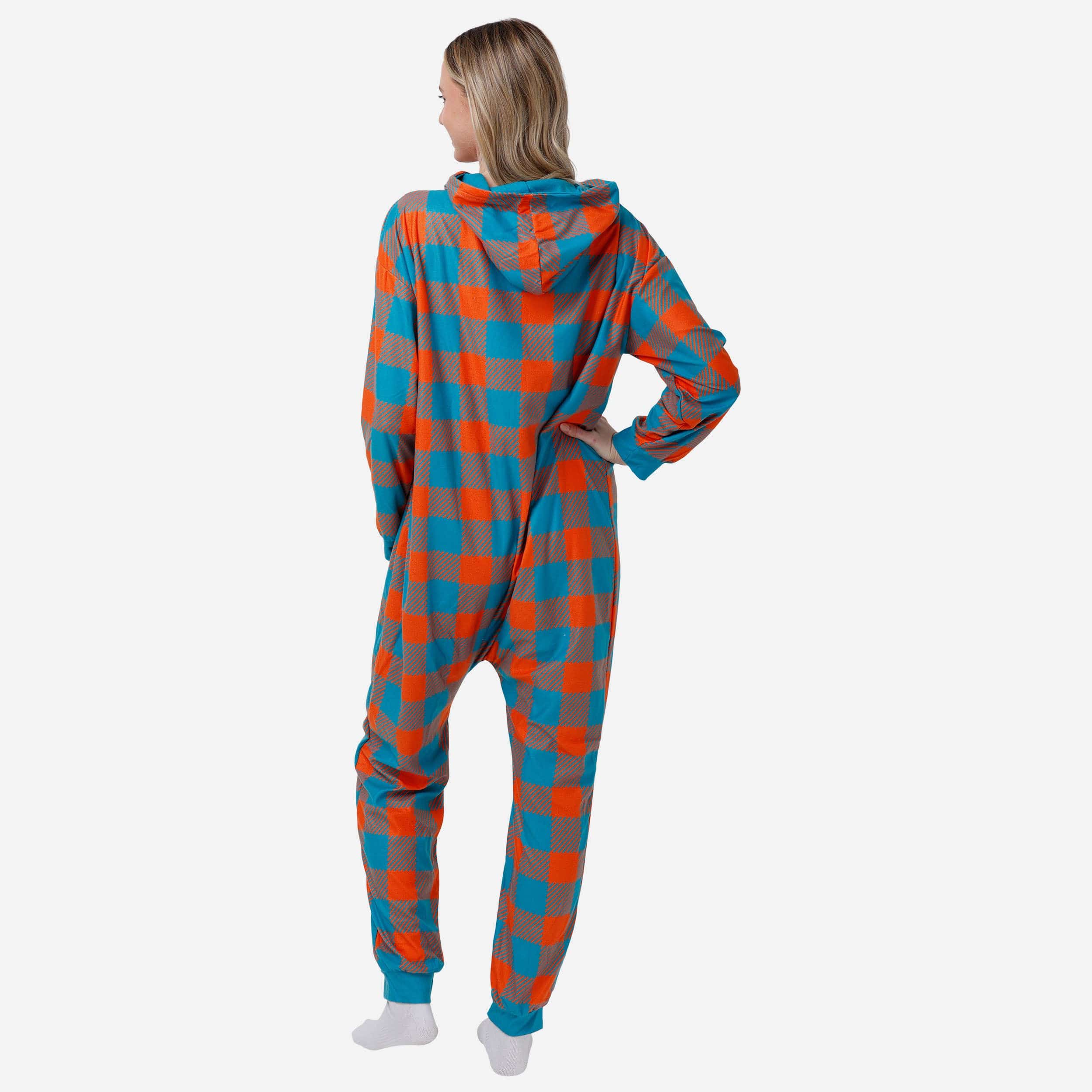 Miami Dolphins Plaid One Piece Pajamas - Image 2