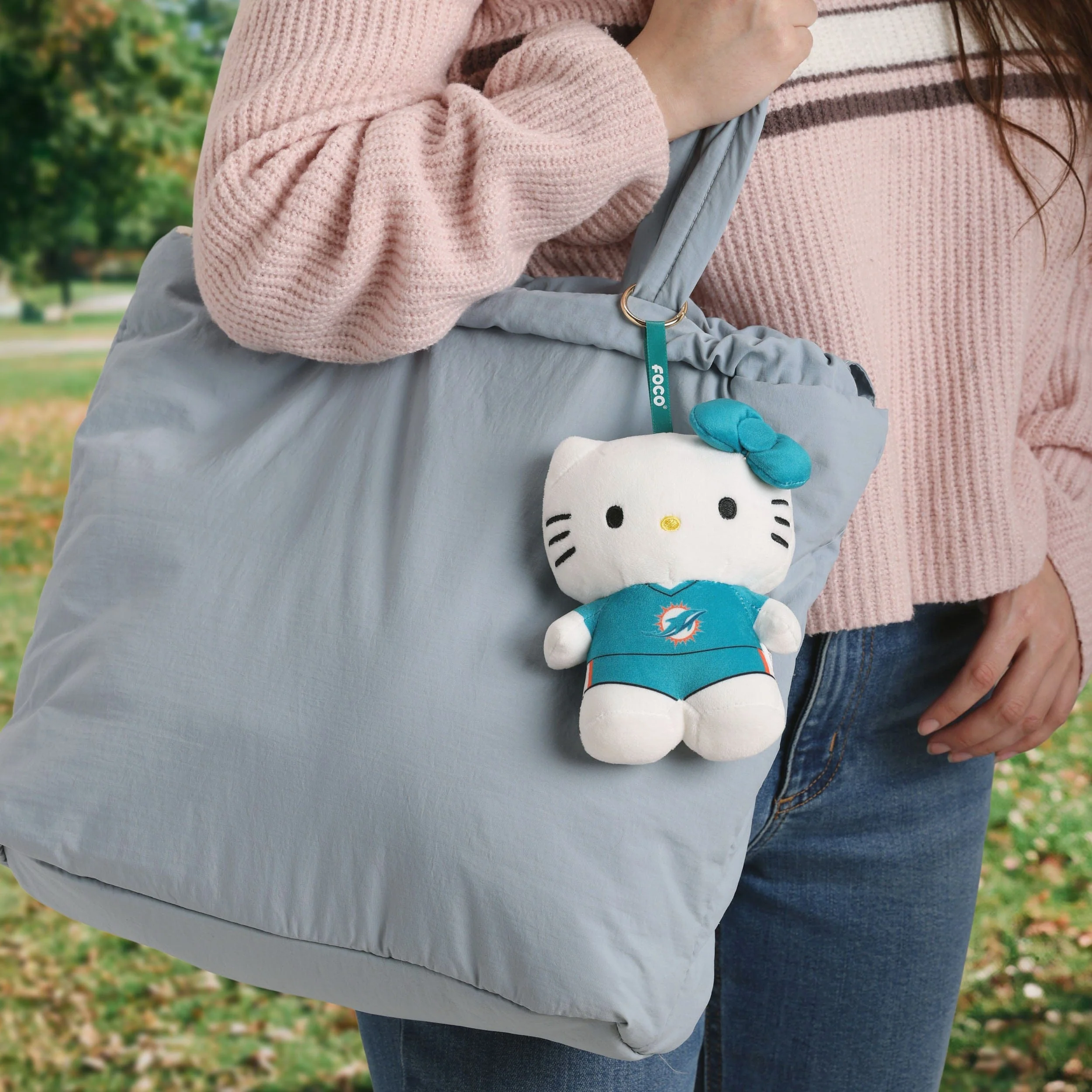 Miami Dolphins Plush Hello Kitty® Bag Charm Keychain - Image 2