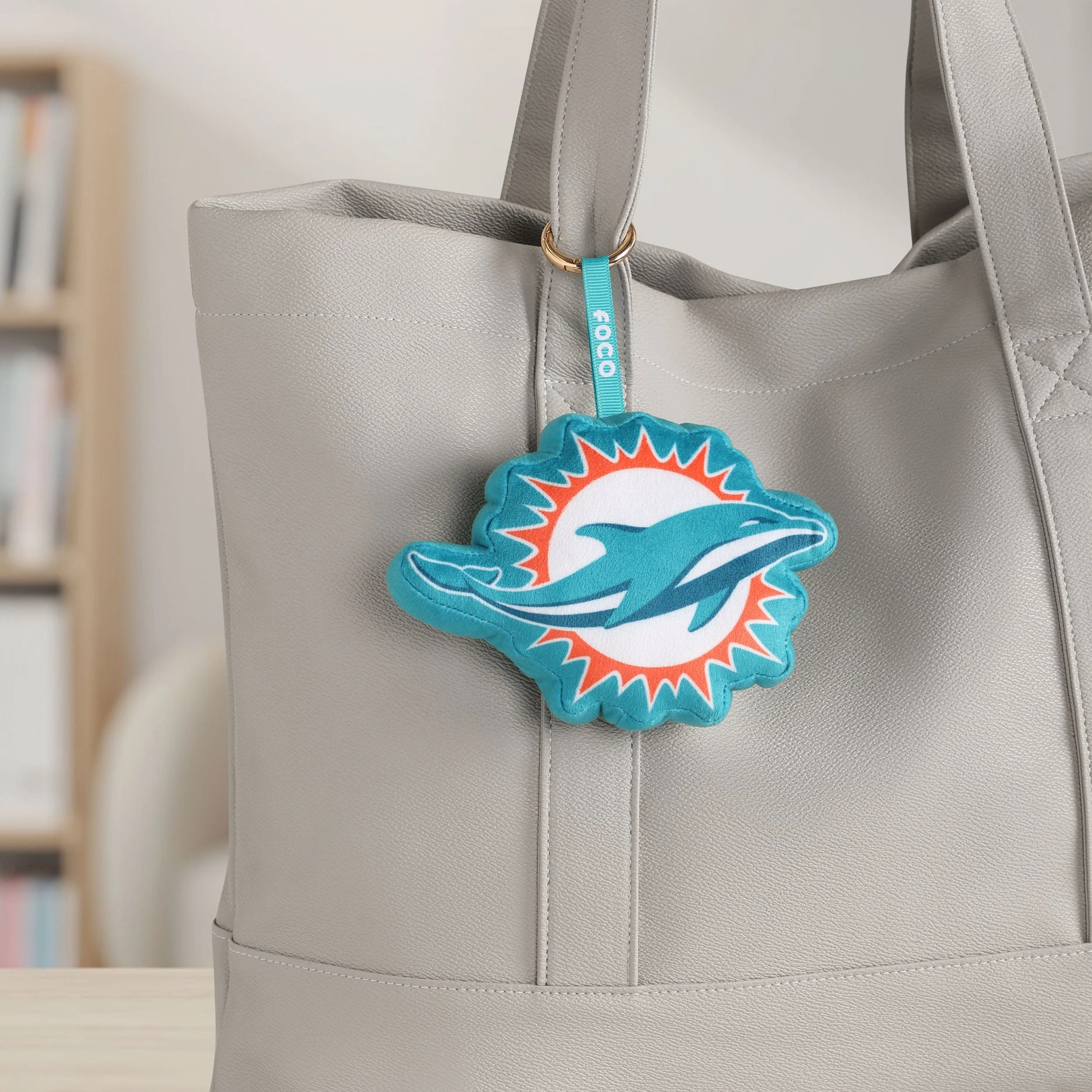 Miami Dolphins Plush Team Logo Bag Charm Keychain - Image 2