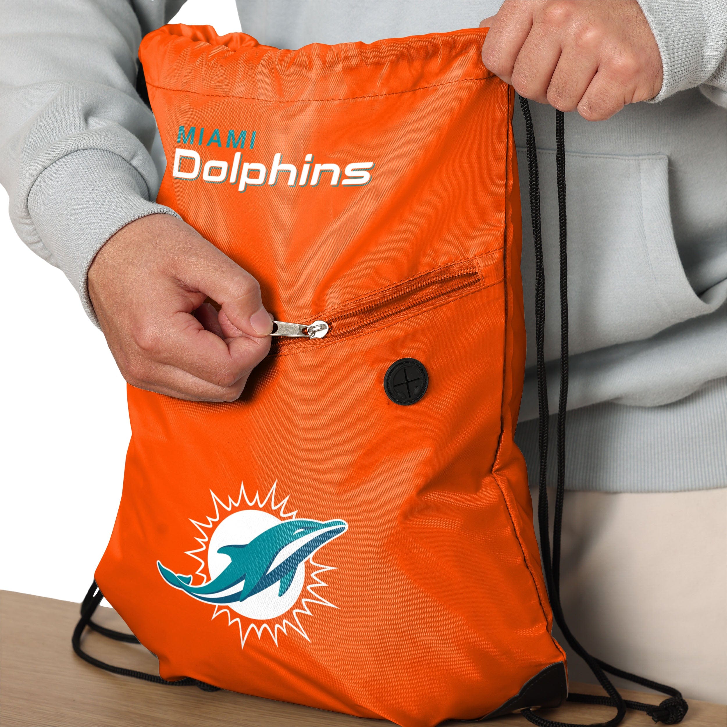 Miami Dolphins Pocket Drawstring Backpack - Image 4