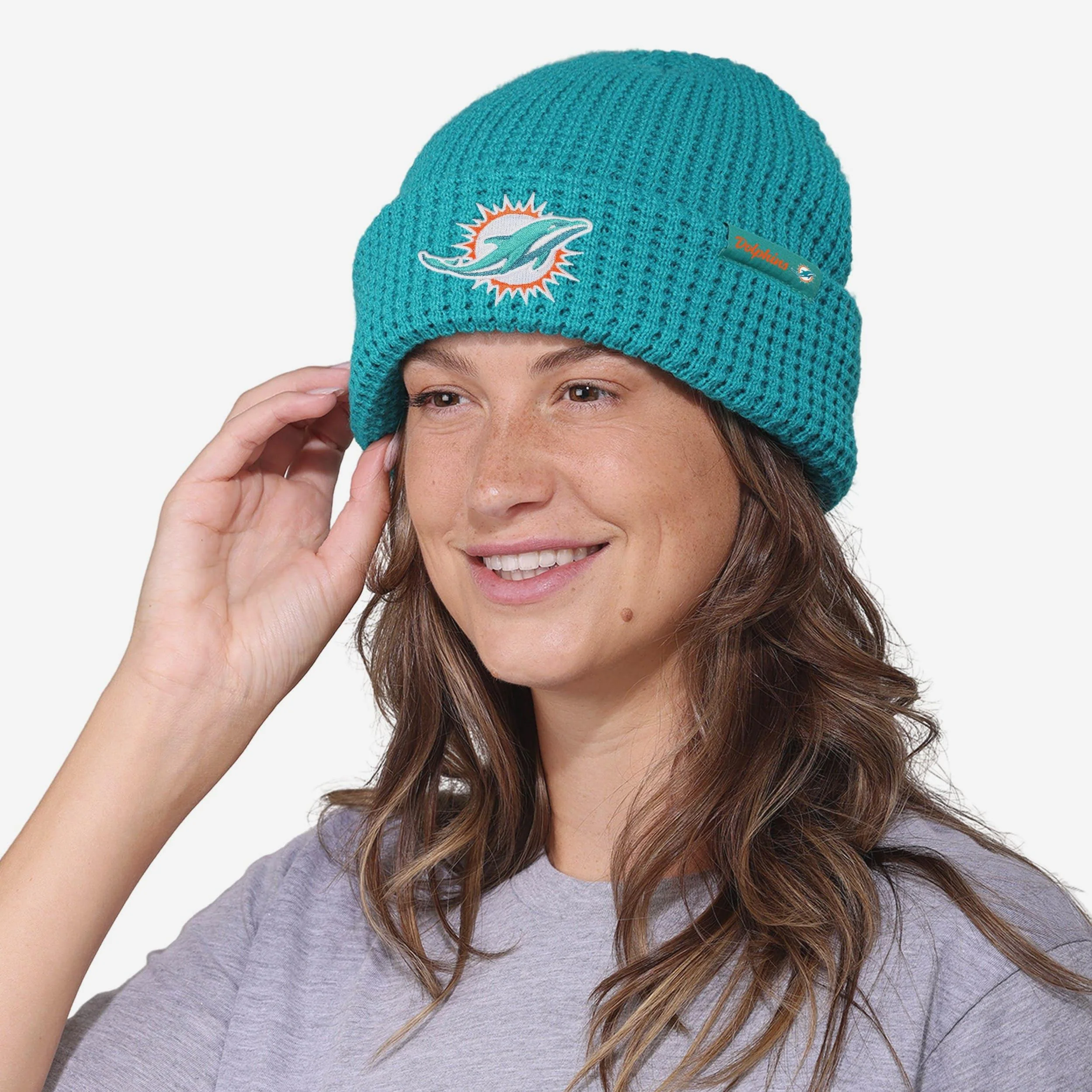 Miami Dolphins Primary Logo Waffle Beanie - Image 3