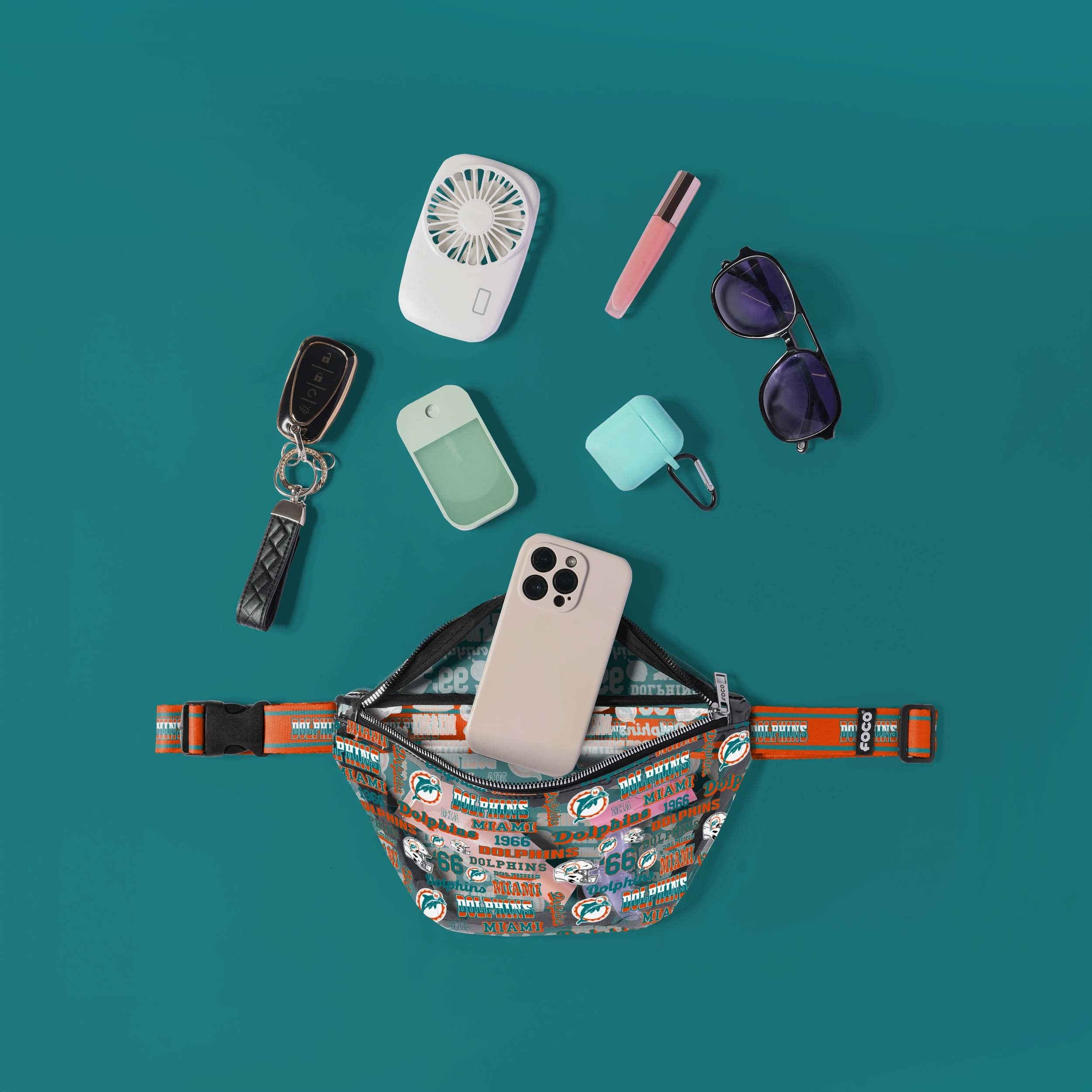 Miami Dolphins Repeat Retro Print Clear Fanny Pack - Image 2