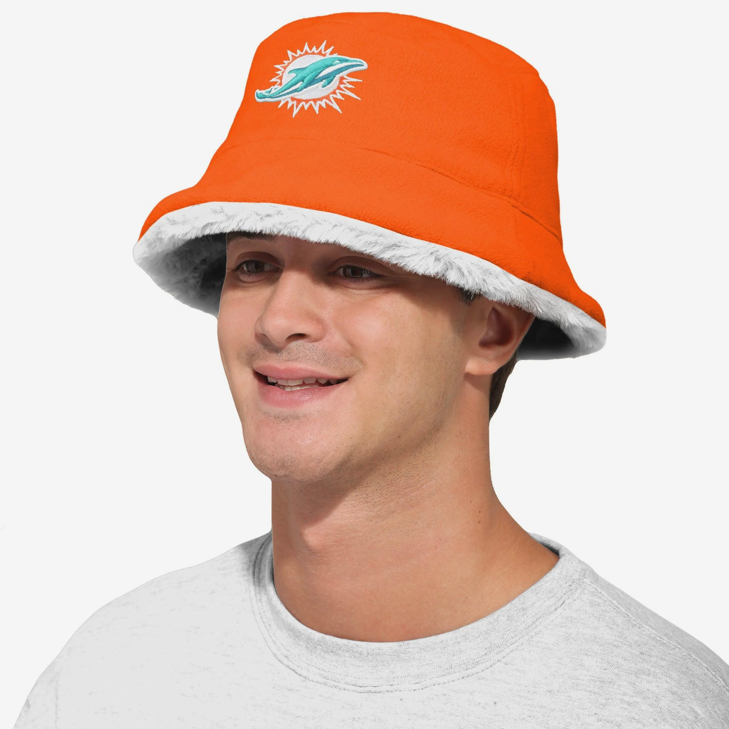 Miami Dolphins Reversible Faux Fur Bucket Hat - Image 3