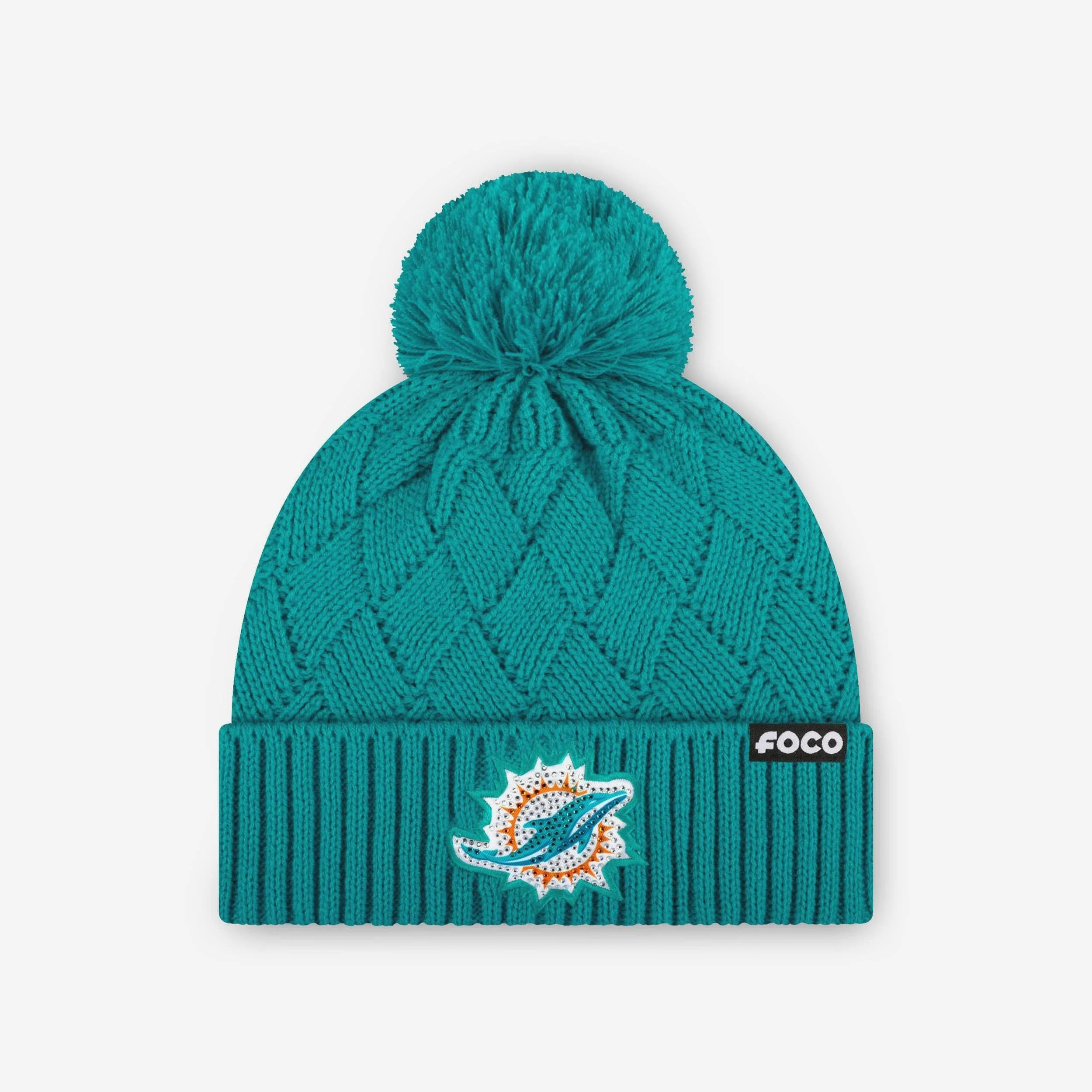 Miami Dolphins Rhinestone Primary Logo Criss Cross Beanie