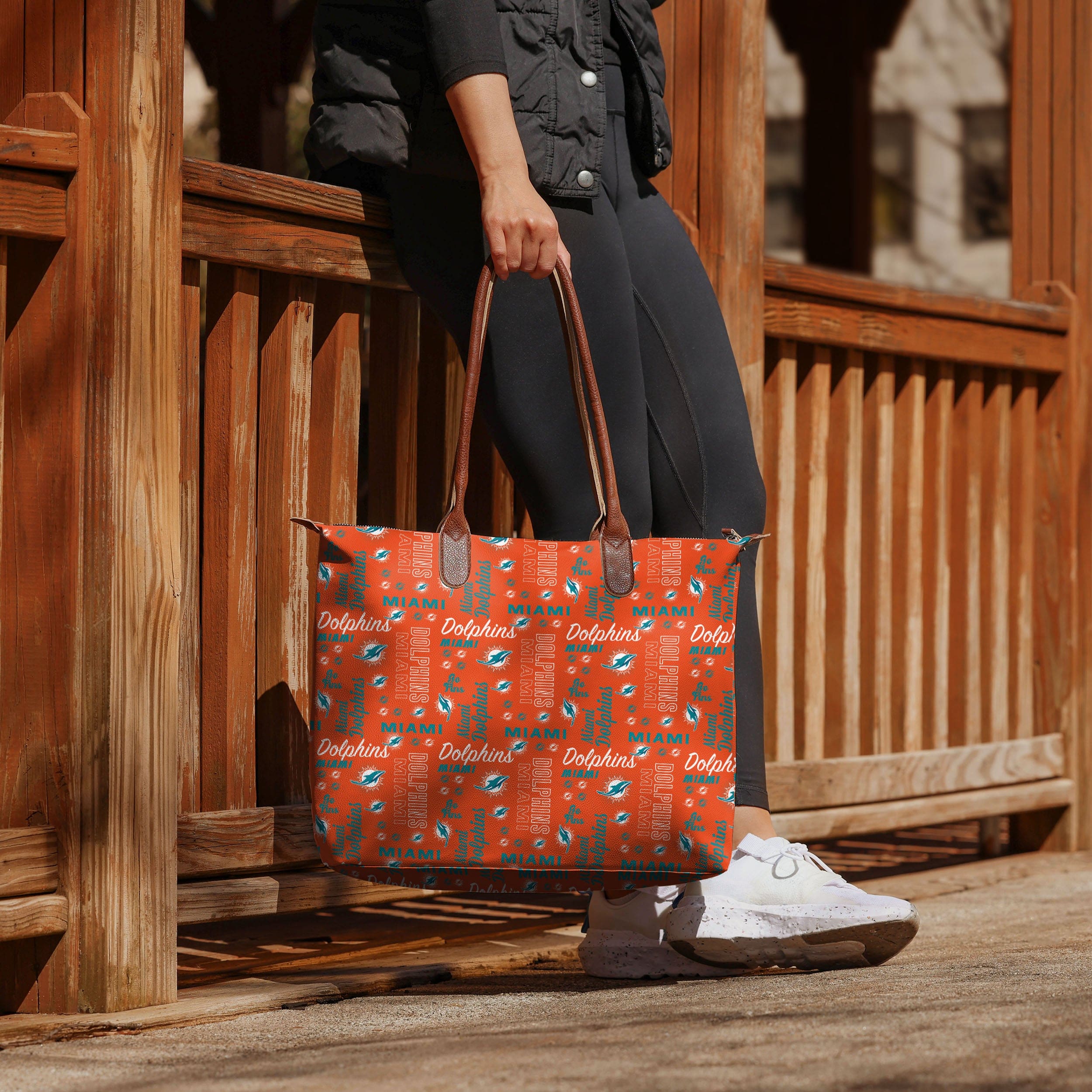 Miami Dolphins Spirited Style Printed Collection Tote Bag - Image 3