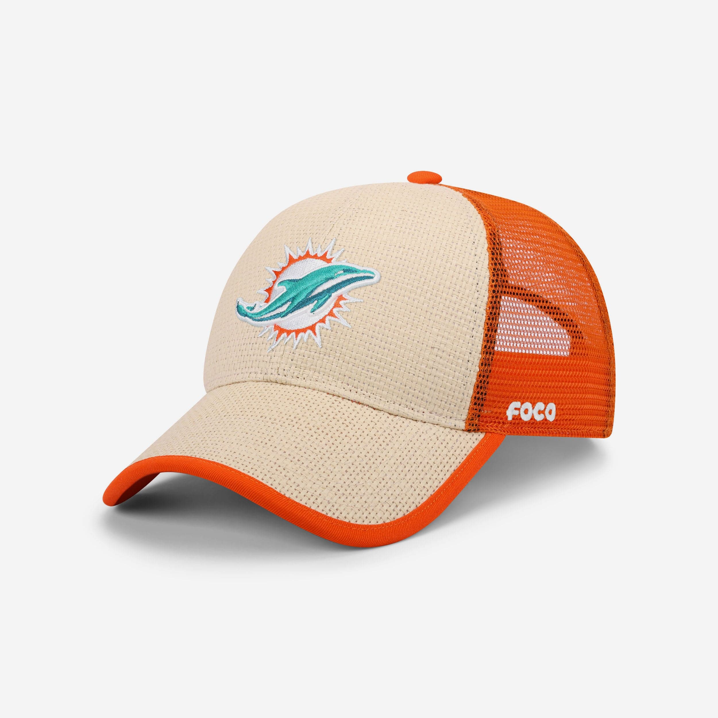 Miami Dolphins Straw Casual Trucker Cap