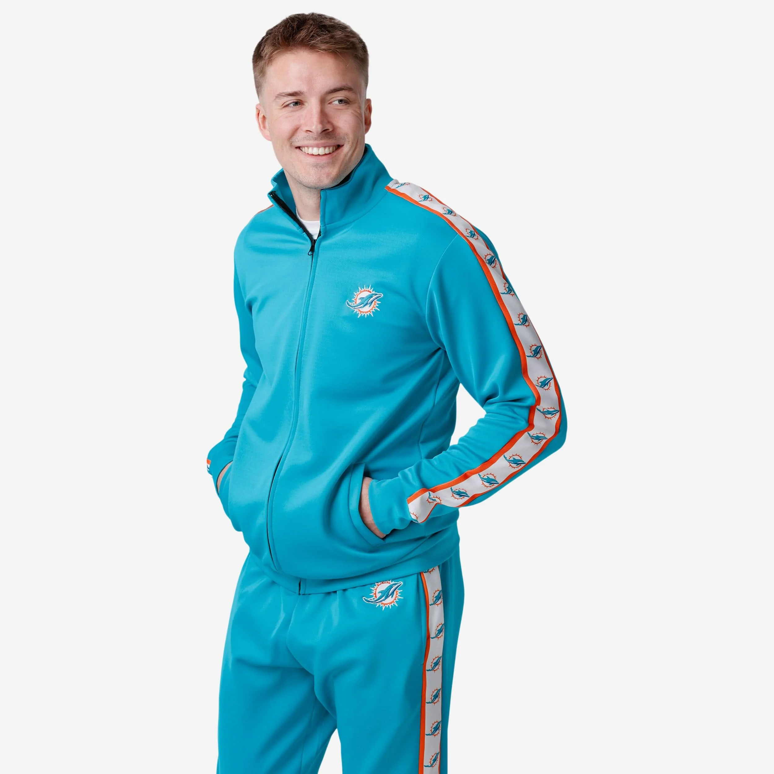 Miami Dolphins Stripe Logo Track Jacket