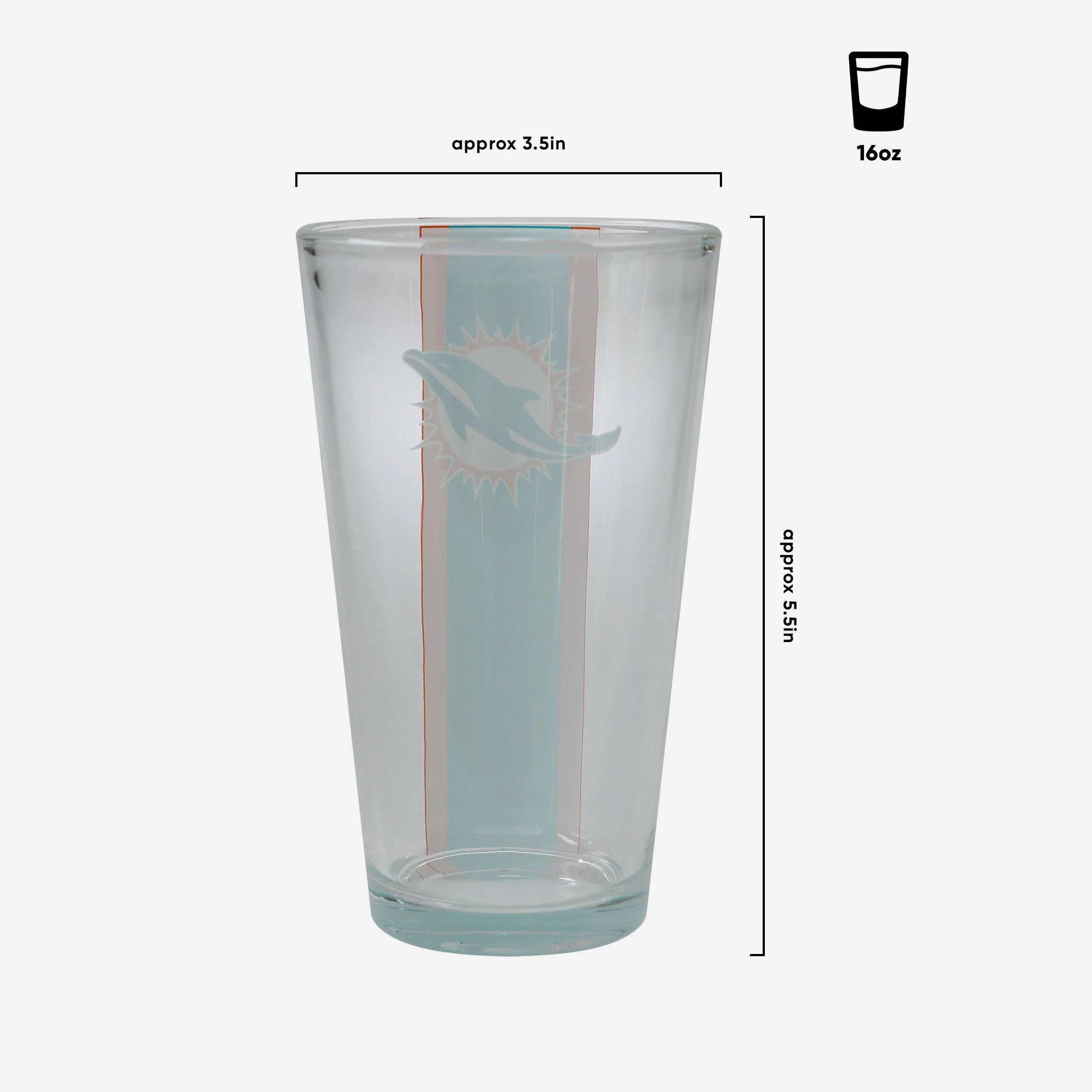 Miami Dolphins Team Stripe Pint Glass - Image 3