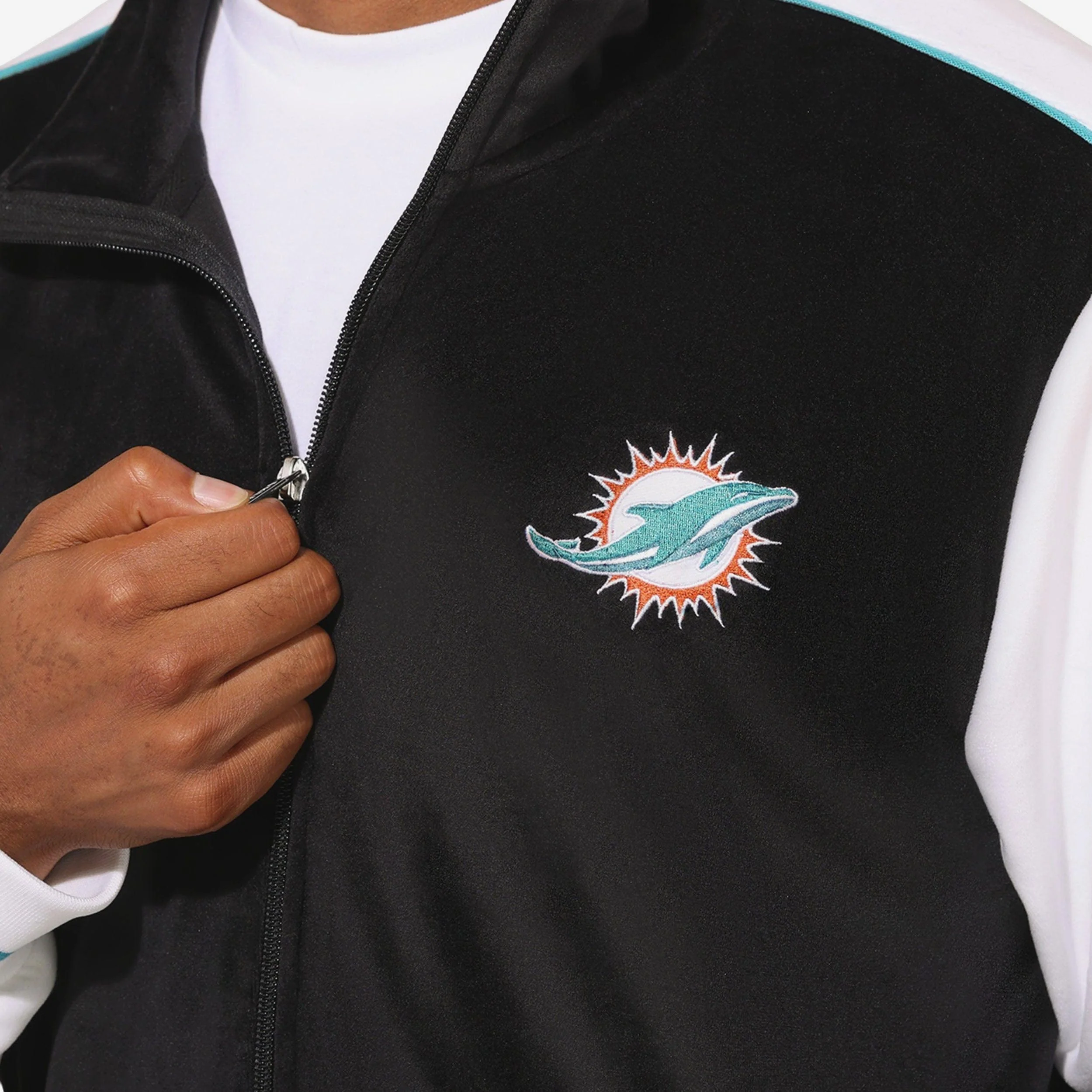 Miami Dolphins Two Tone Velour Zip Up Top - Image 3