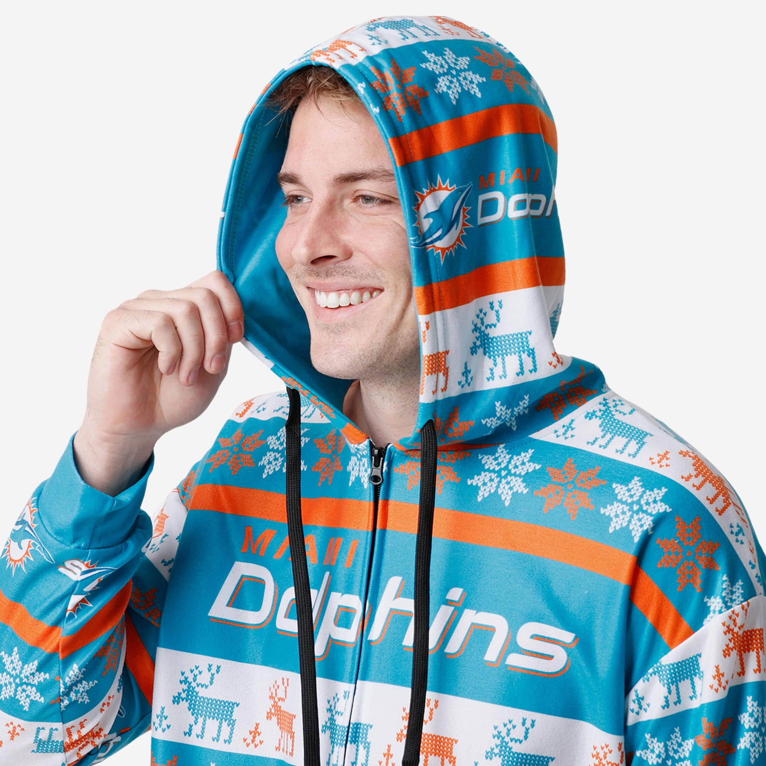Miami Dolphins Ugly Short One Piece Pajamas - Image 3