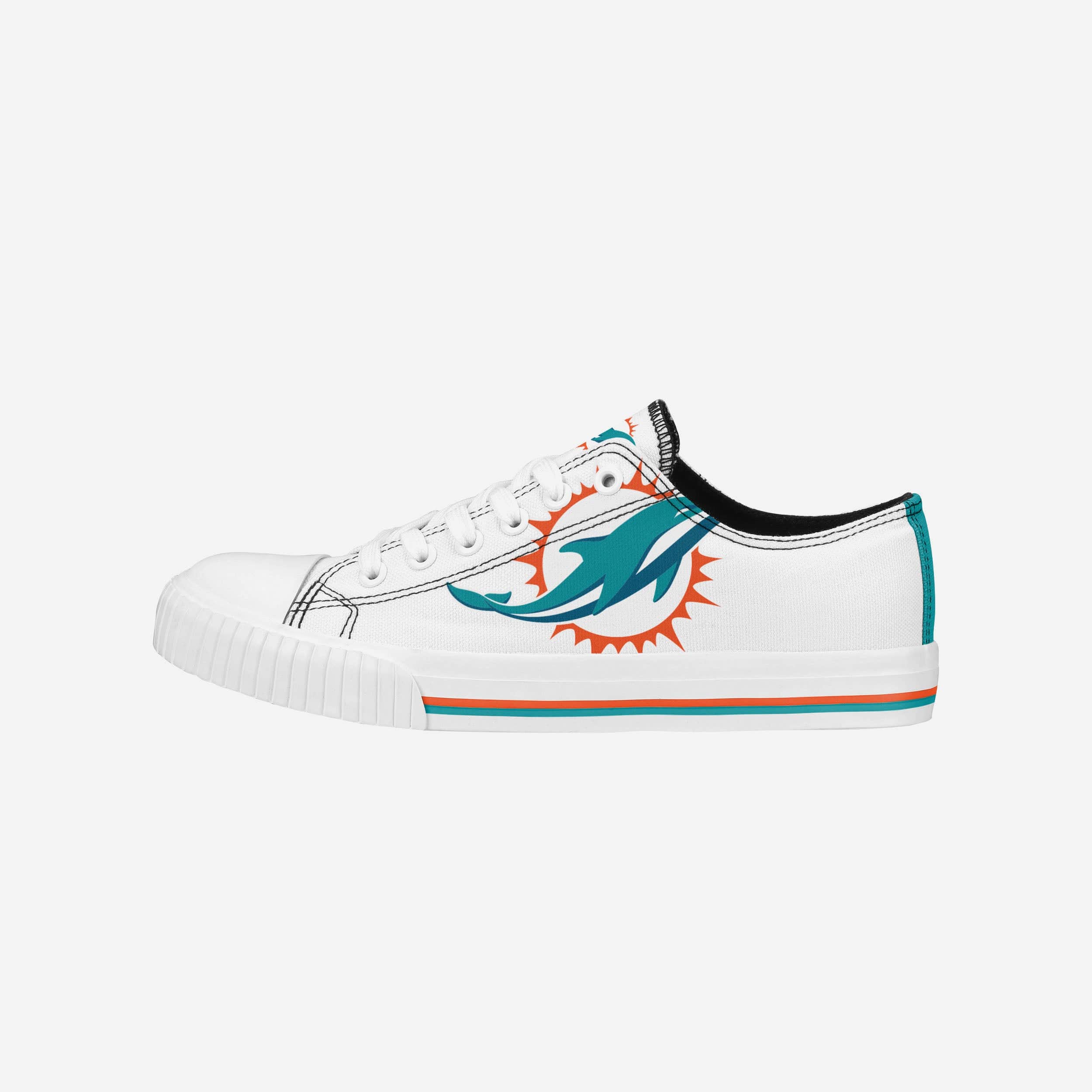 Miami Dolphins Womens Big Logo Low Top White Canvas Shoes