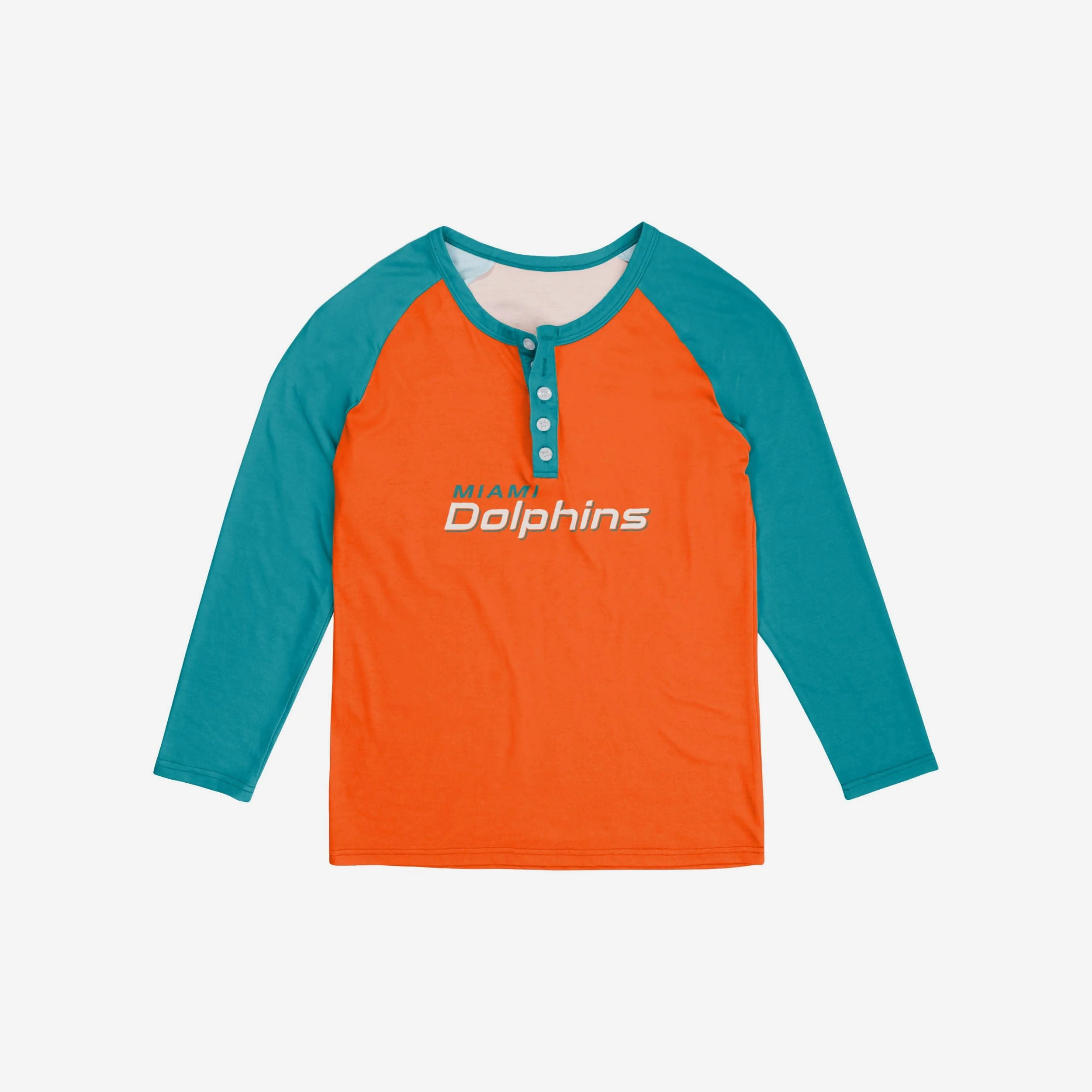 Miami Dolphins Womens Big Wordmark Long Sleeve Henley - Image 3