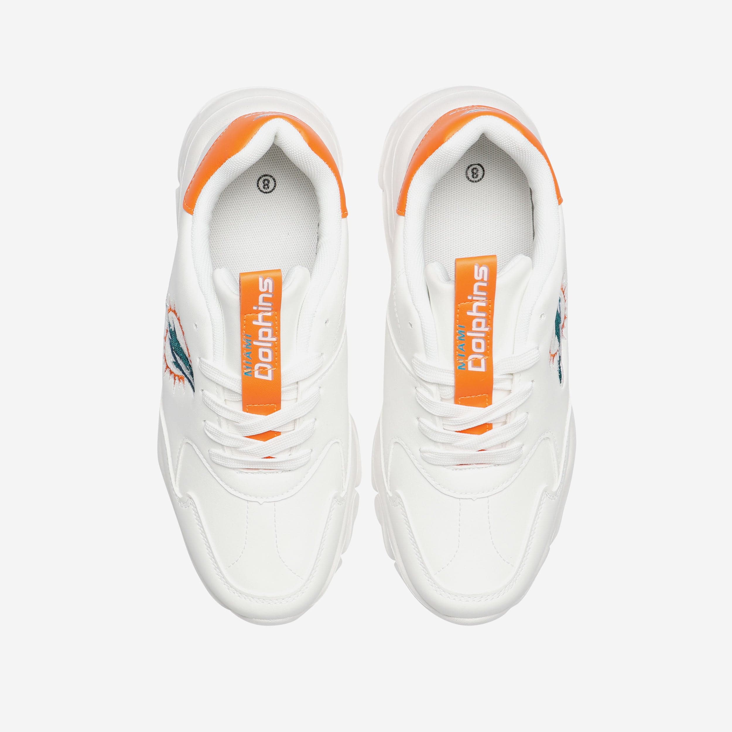 Miami Dolphins Womens Glitter Big Logo Vintage White Chunky Sneaker - Image 4