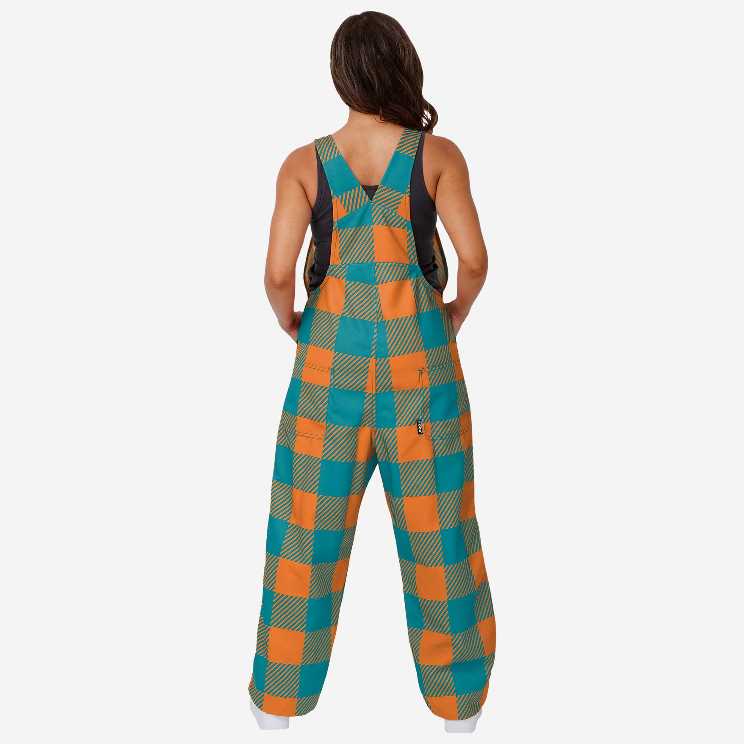 Miami Dolphins Womens Plaid Bib Overalls - Image 2