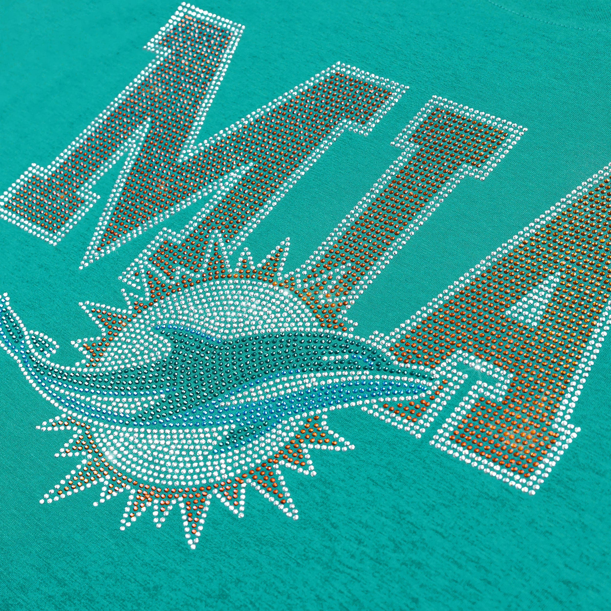 Miami Dolphins Womens Rhinestone Logo Crop Top - Image 2