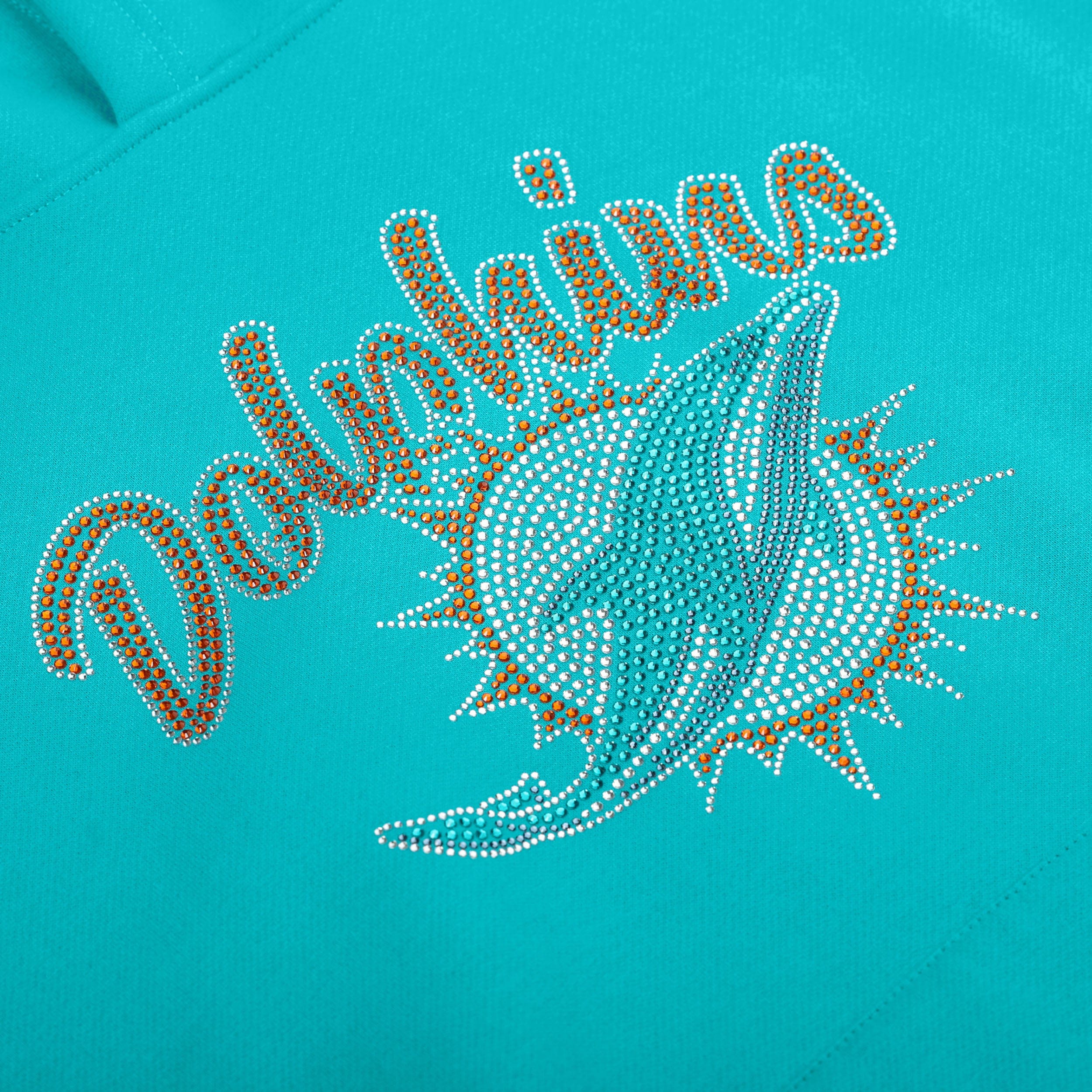 Miami Dolphins Womens Rhinestone Logo Oversized Hoodie - Image 2