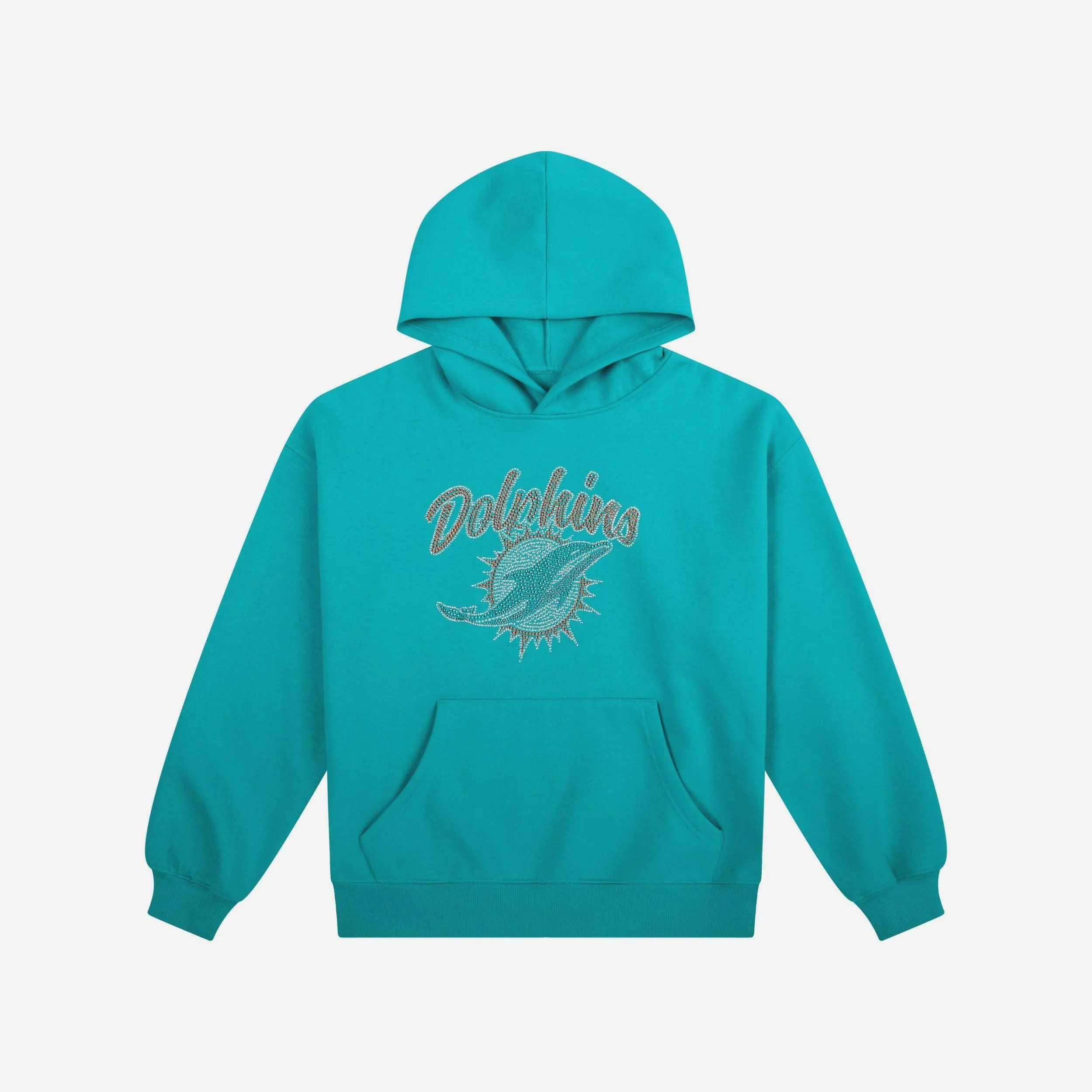 Miami Dolphins Womens Rhinestone Logo Oversized Hoodie - Image 4