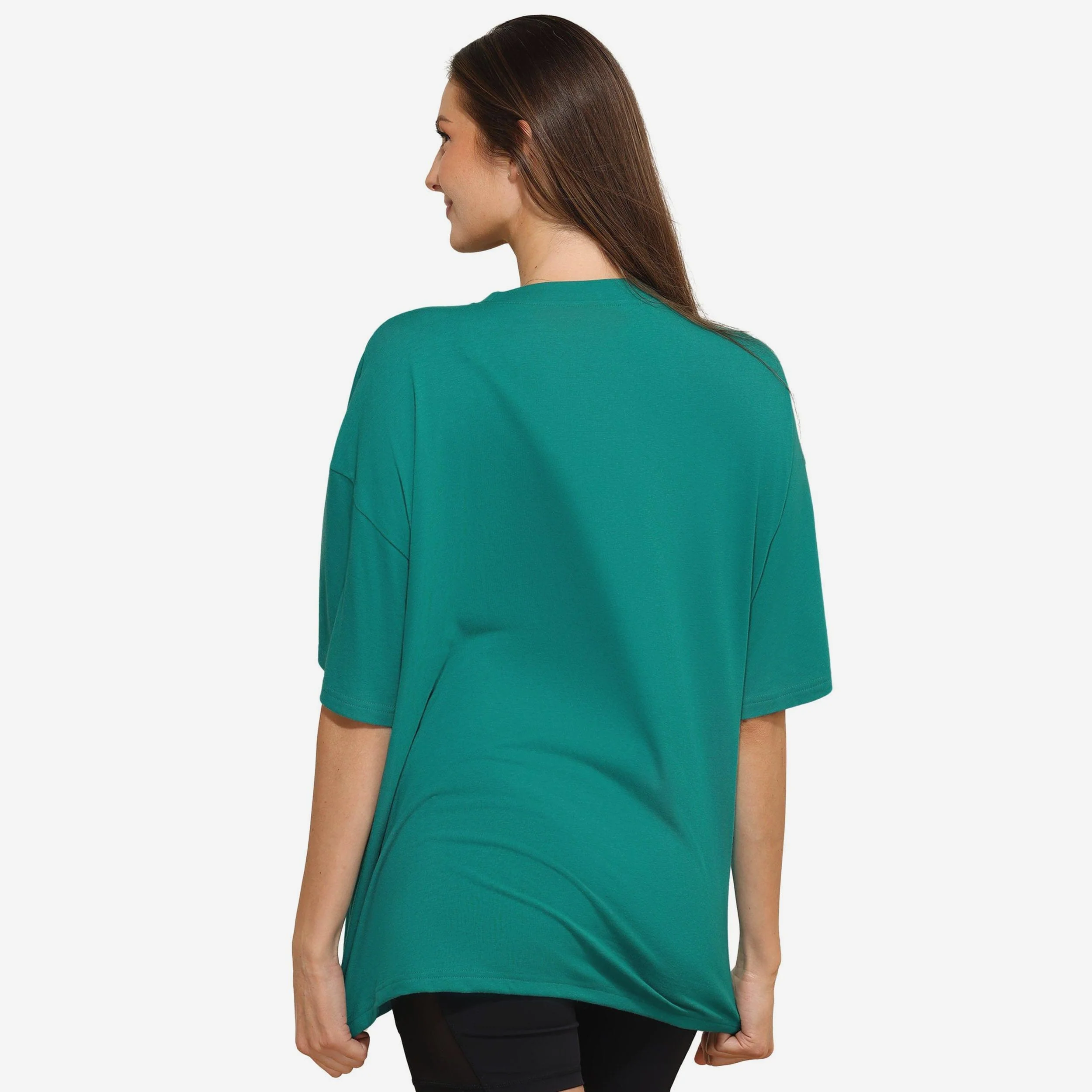 Miami Dolphins Womens Rhinestone Logo Oversized T-Shirt - Image 3
