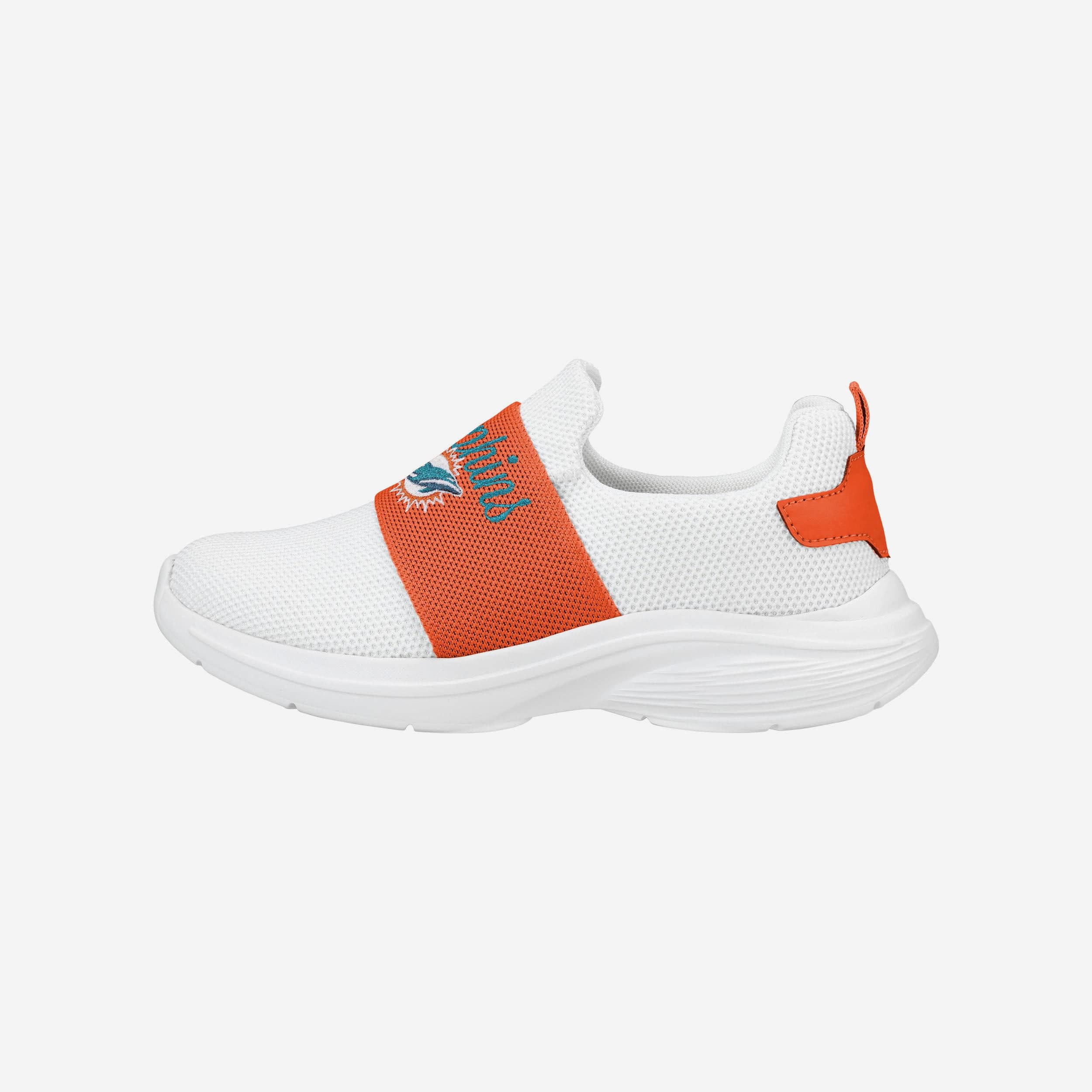 Miami Dolphins Womens Script Wordmark White Slip On Sneakers