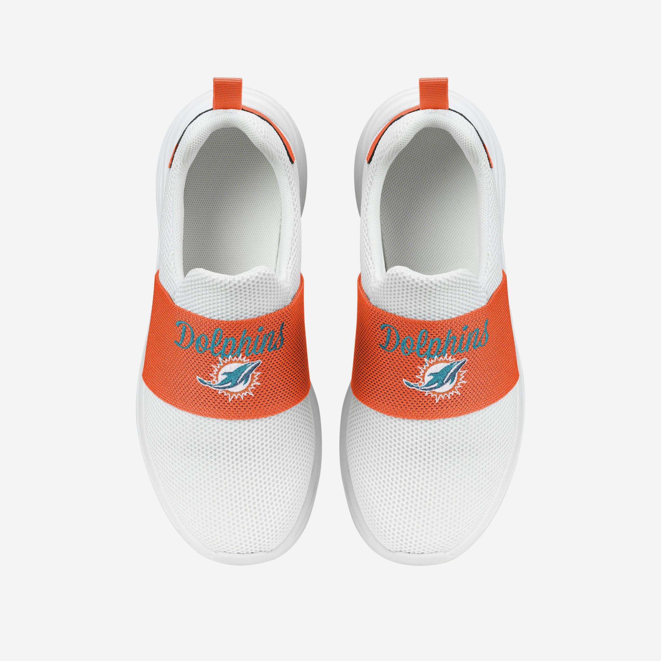 Miami Dolphins Womens Script Wordmark White Slip On Sneakers - Image 4