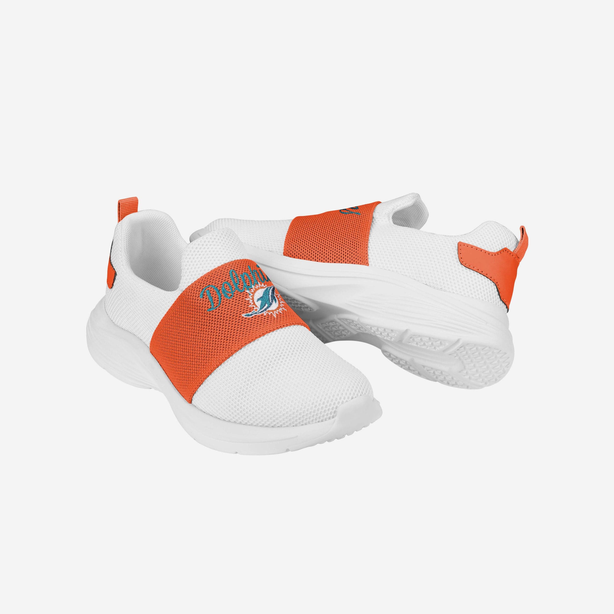 Miami Dolphins Womens Script Wordmark White Slip On Sneakers - Image 5