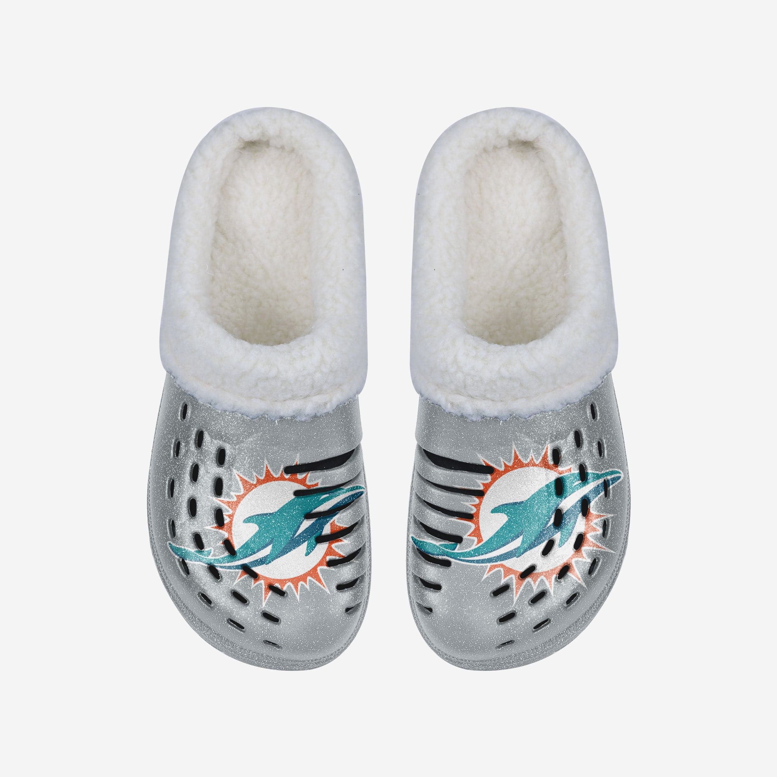 Miami Dolphins Womens Sherpa Lined Glitter Clog - Image 4