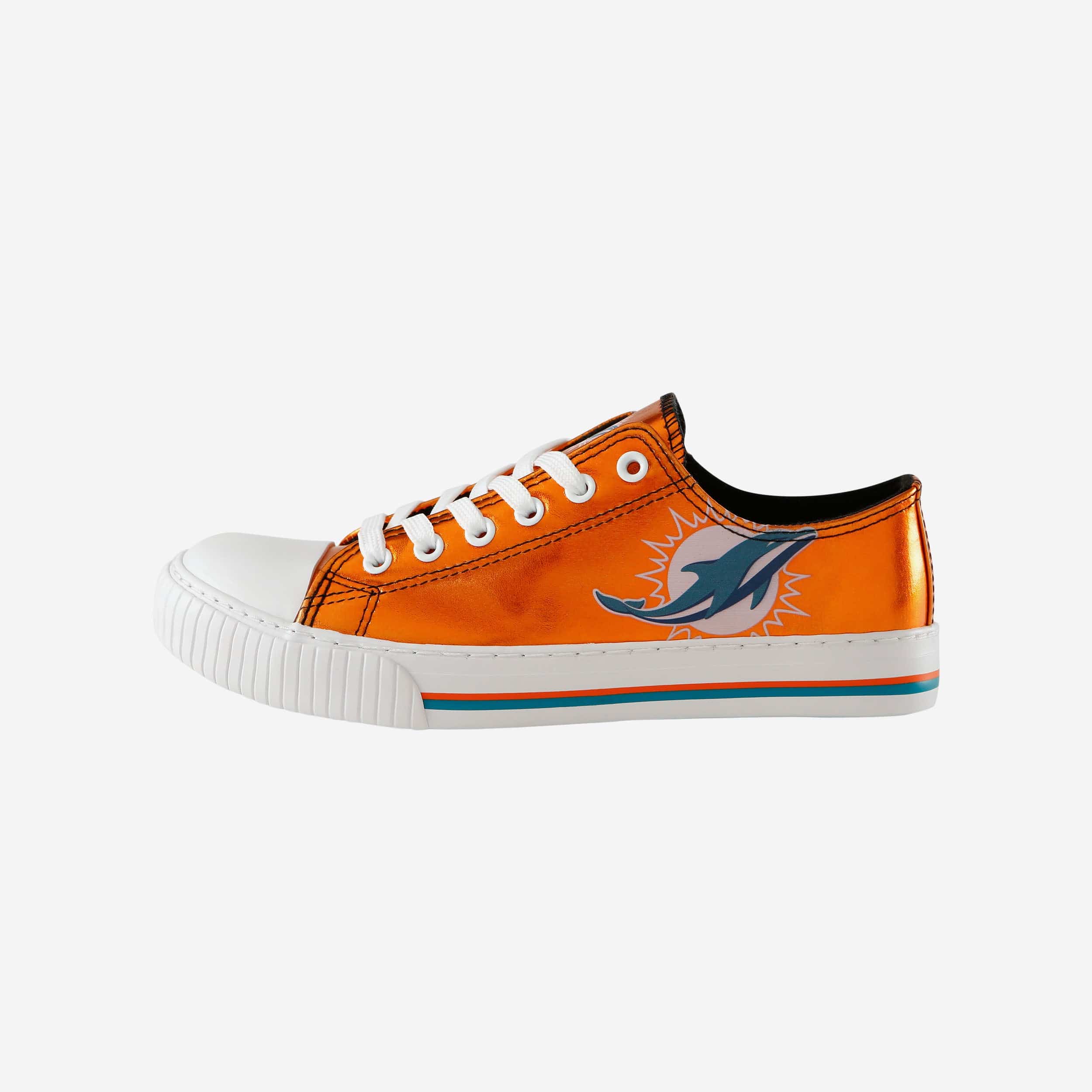 Miami Dolphins Womens Team Color Metallic Low Top Canvas Shoes