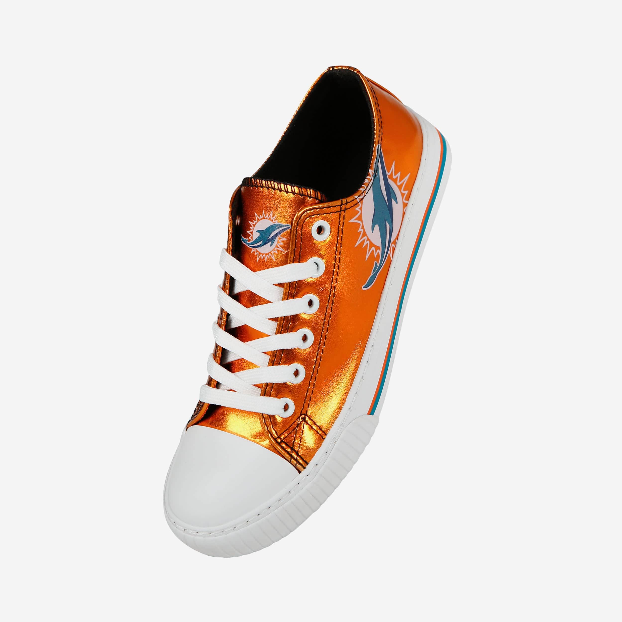 Miami Dolphins Womens Team Color Metallic Low Top Canvas Shoes - Image 2