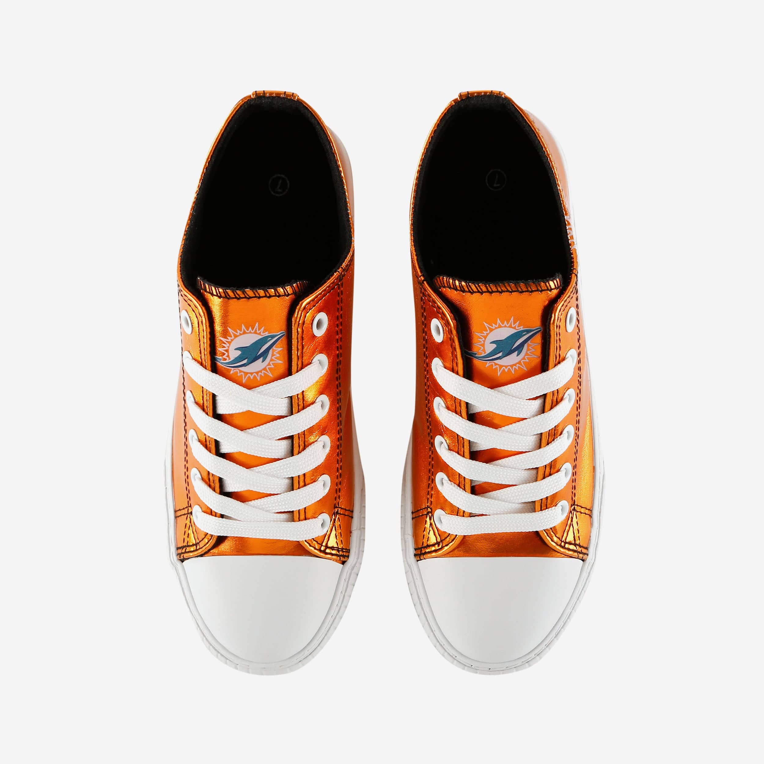 Miami Dolphins Womens Team Color Metallic Low Top Canvas Shoes - Image 5