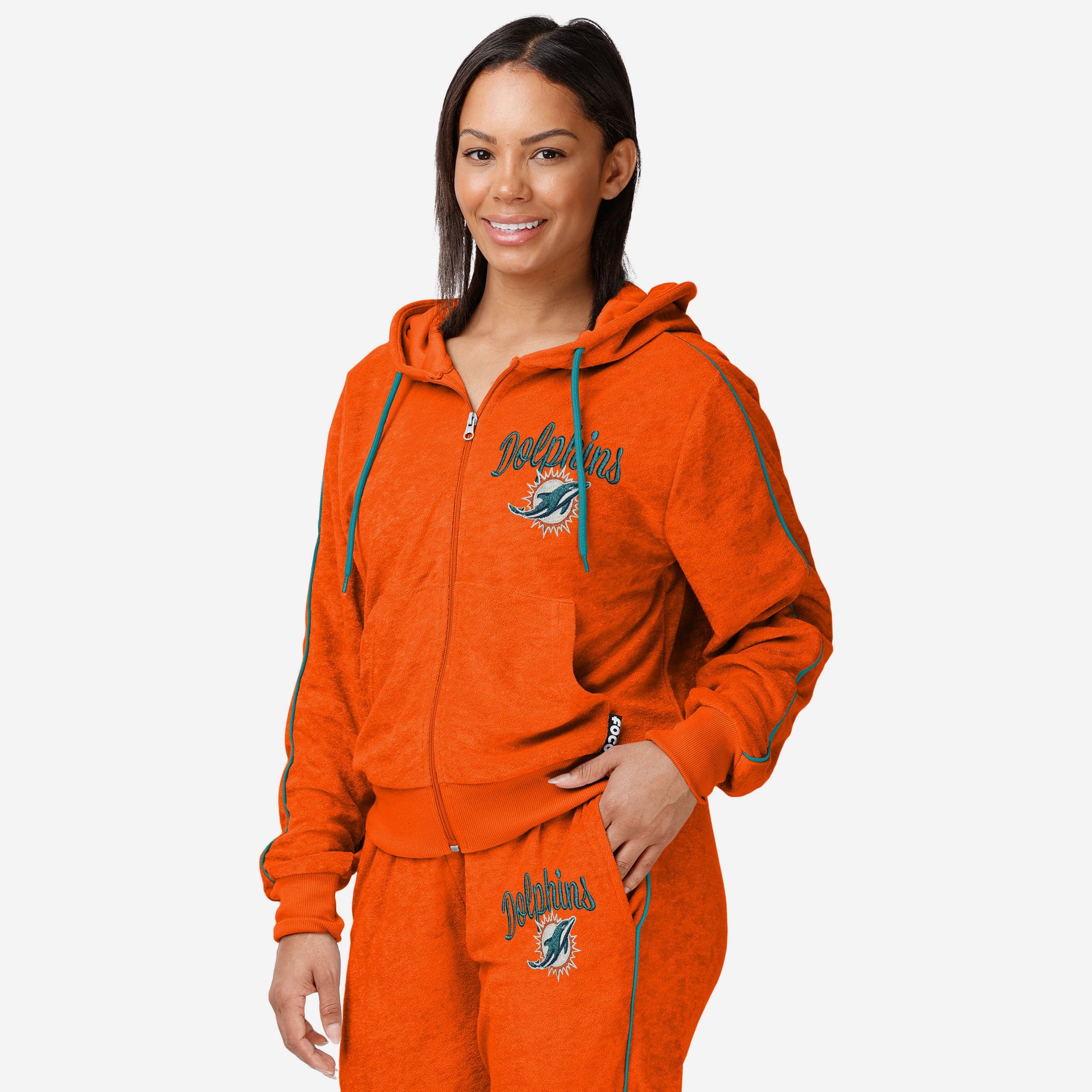 Miami Dolphins Womens Terry Knit Zip Up Top