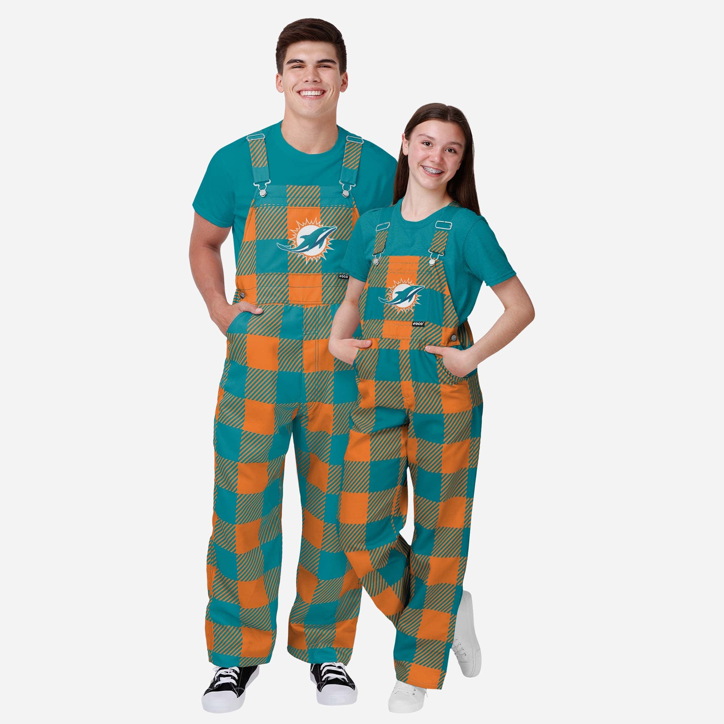 Miami Dolphins Youth Plaid Bib Overalls - Image 3